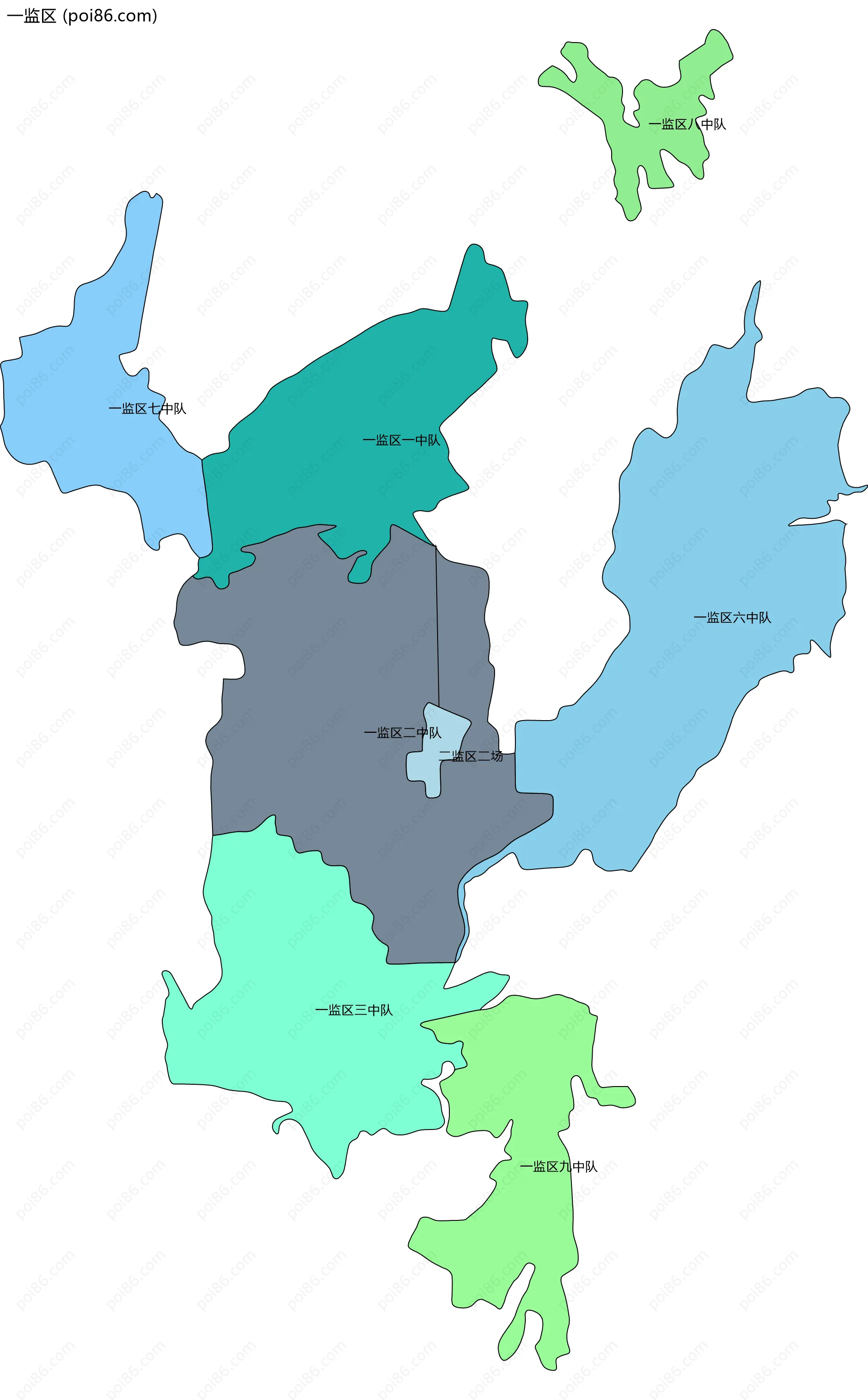 一监区边界地图(五级行政区划)