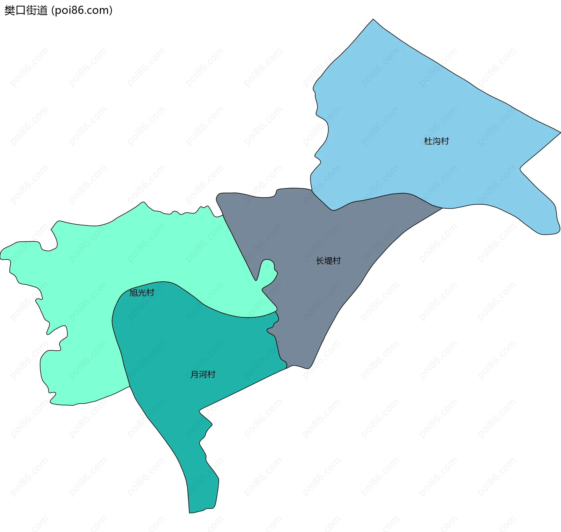 樊口街道边界地图(五级行政区划)