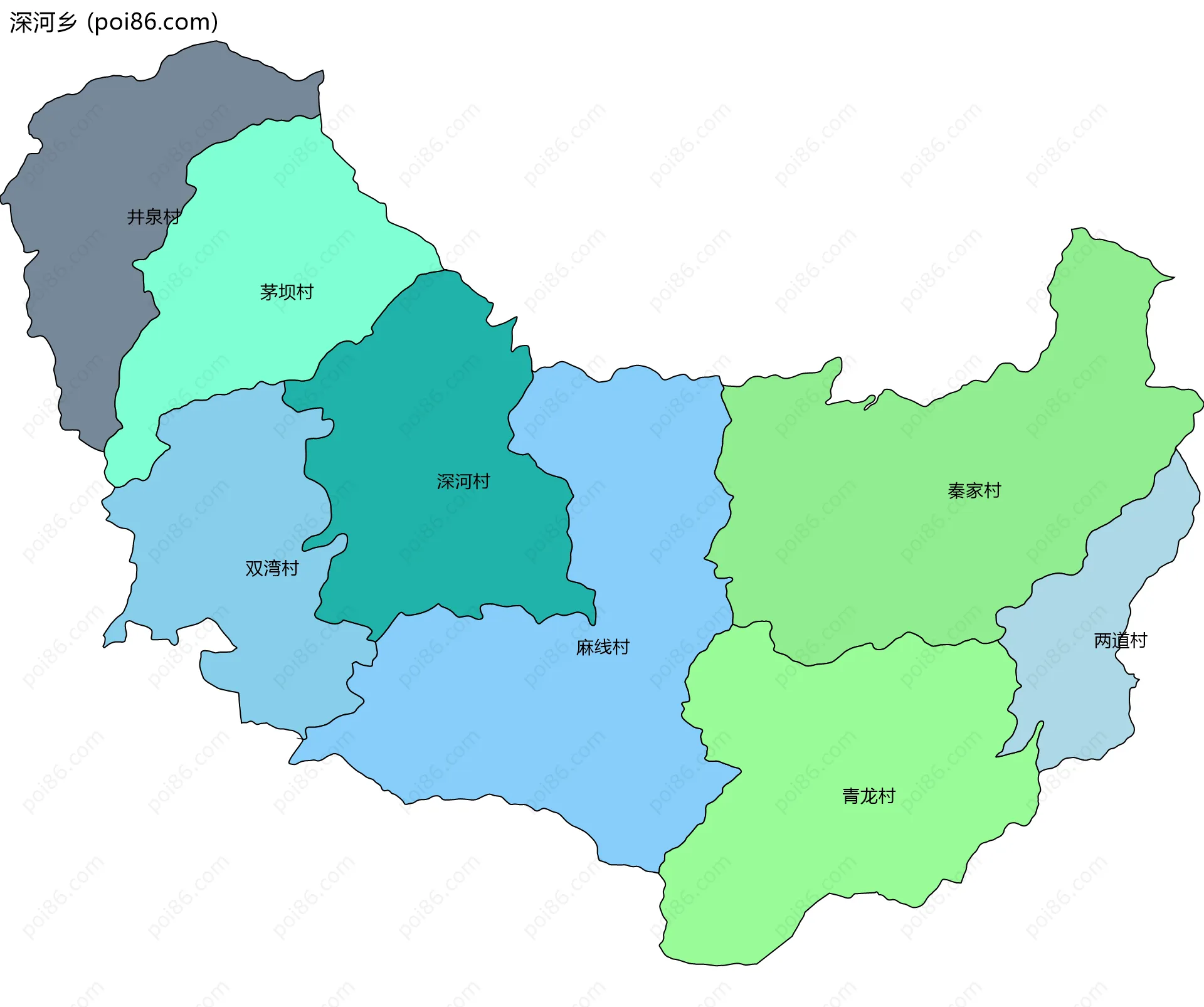 深河乡边界地图(五级行政区划)