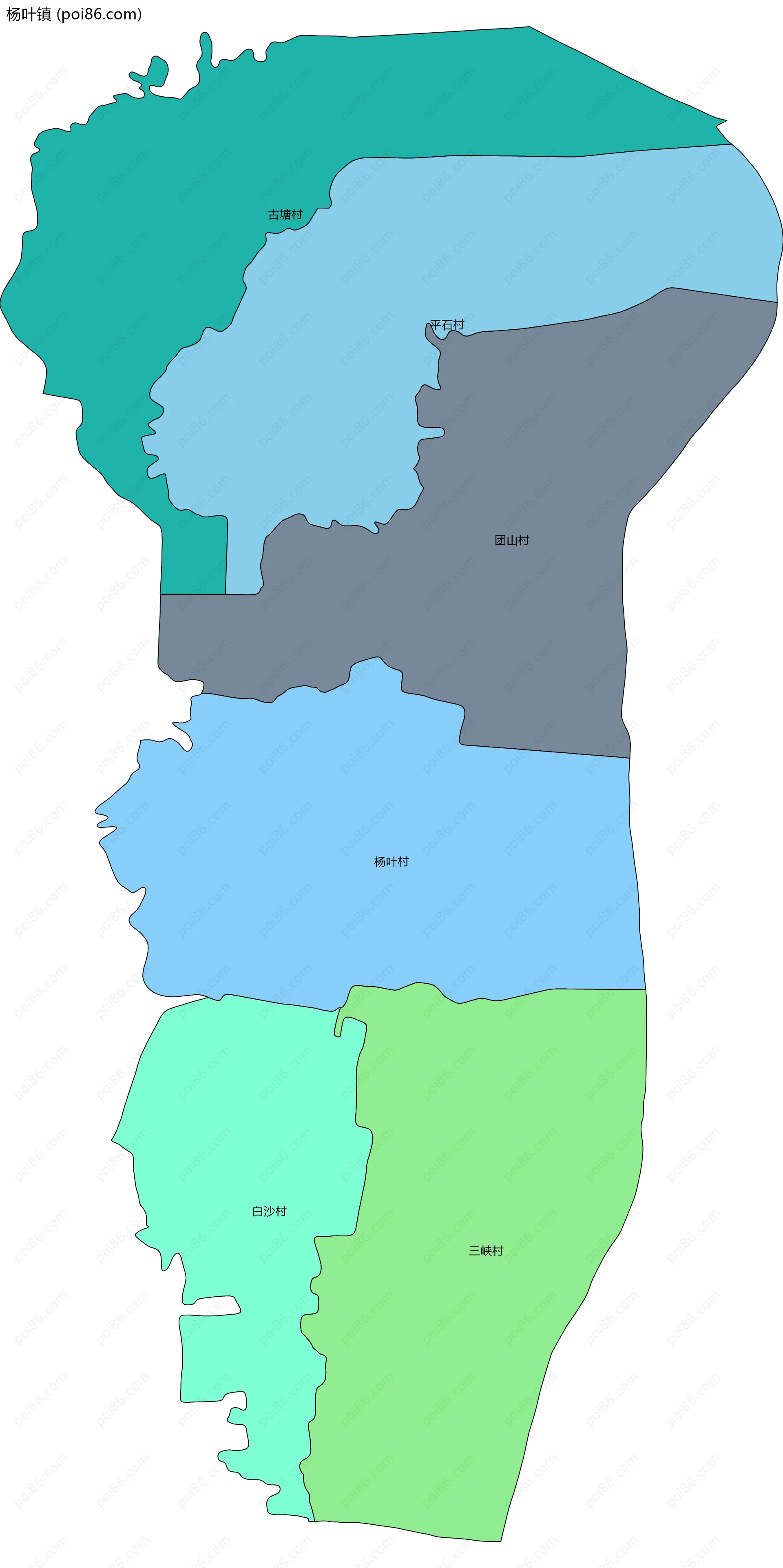 杨叶镇边界地图(五级行政区划)