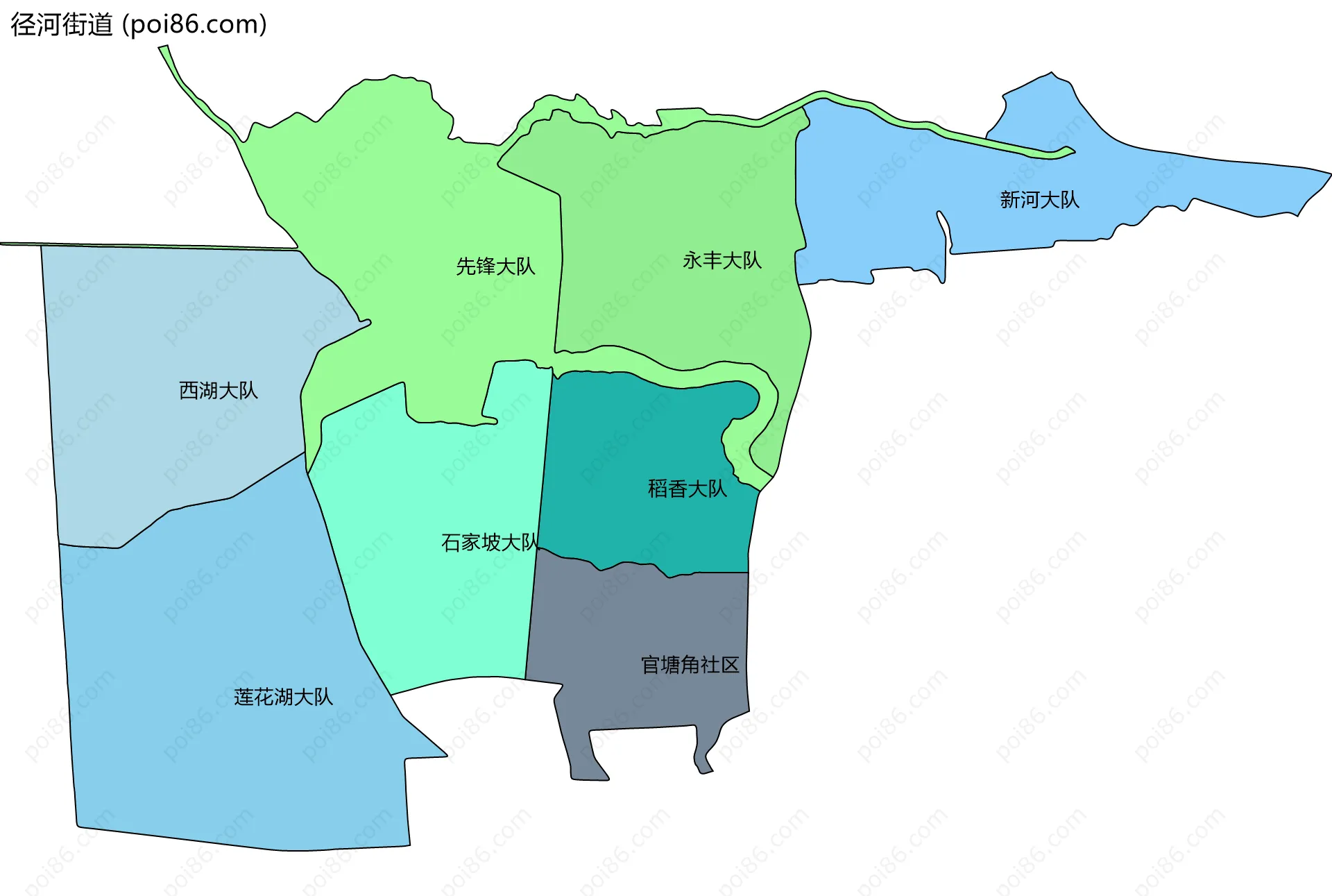 径河街道边界地图(五级行政区划)