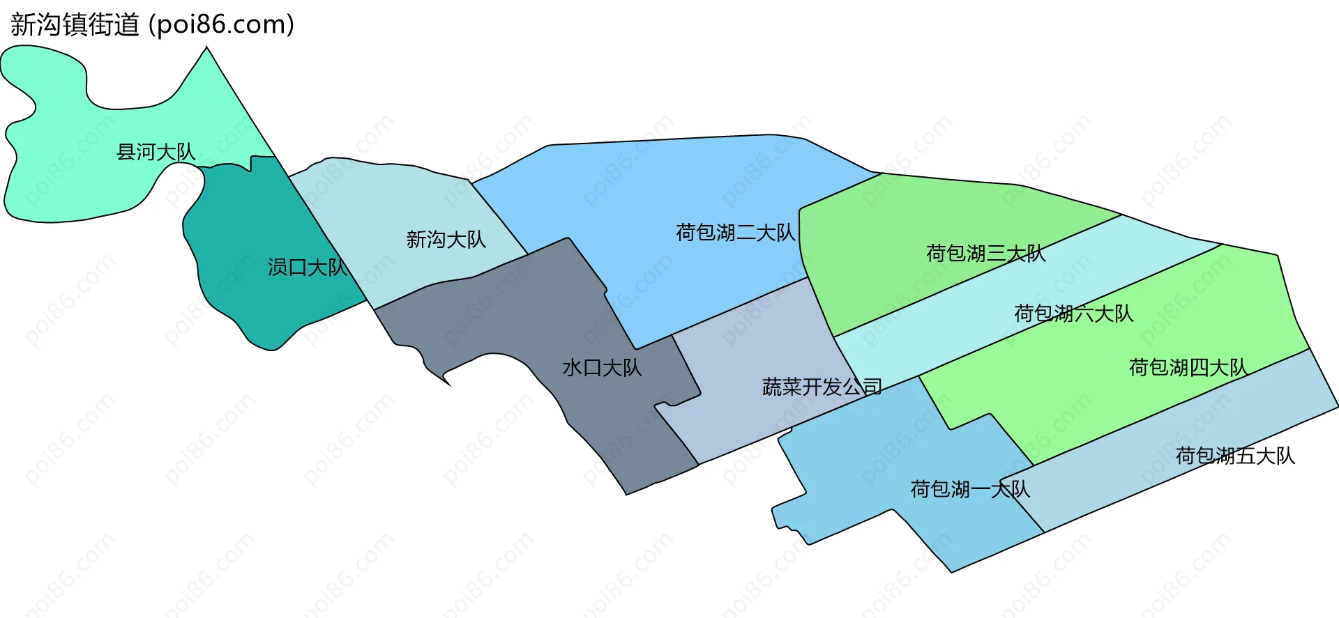 新沟镇街道边界地图(五级行政区划)