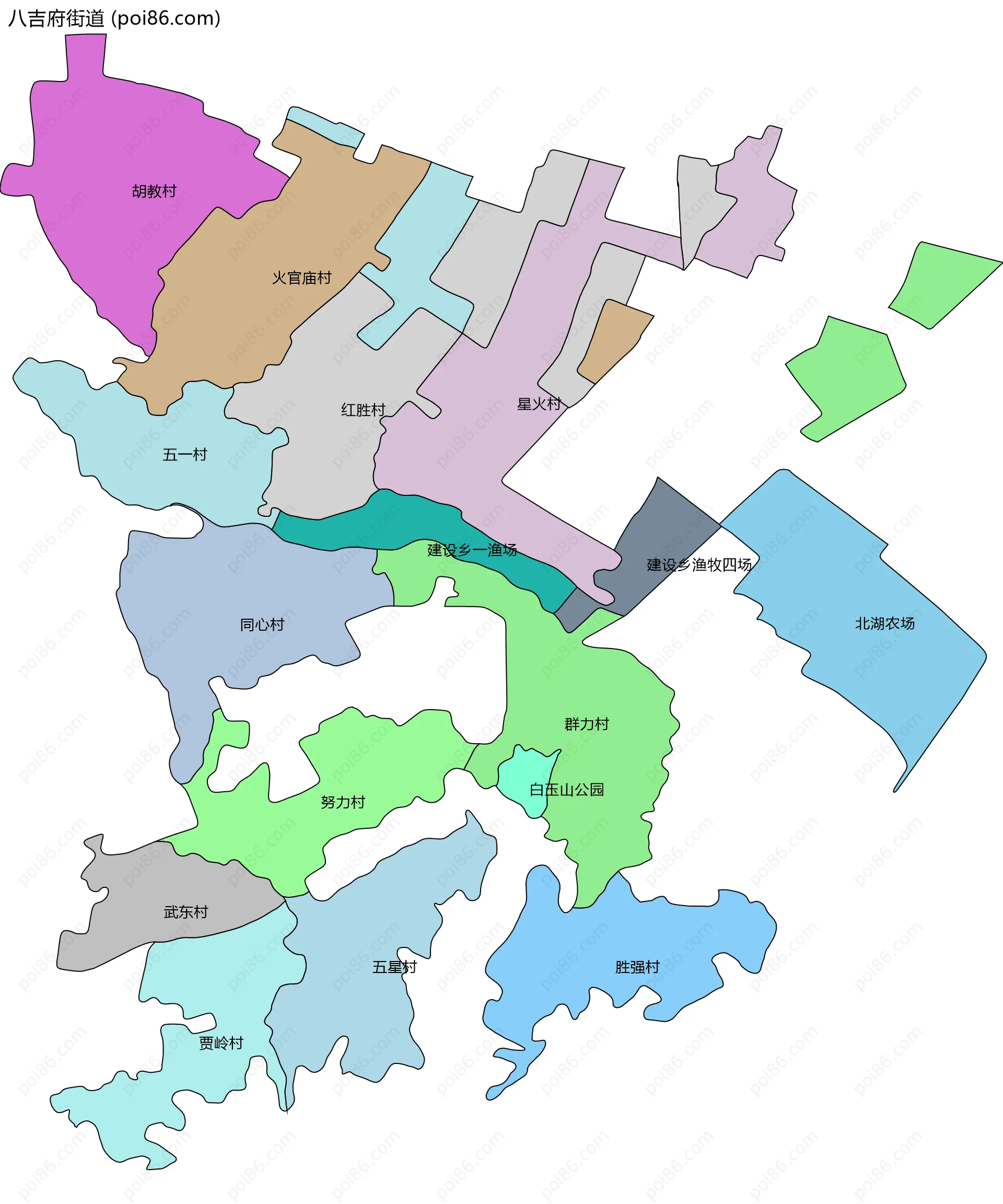 八吉府街道边界地图(五级行政区划)