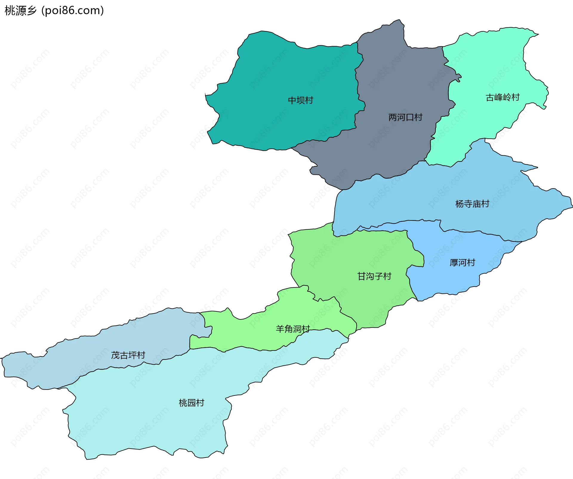 桃源乡边界地图(五级行政区划)
