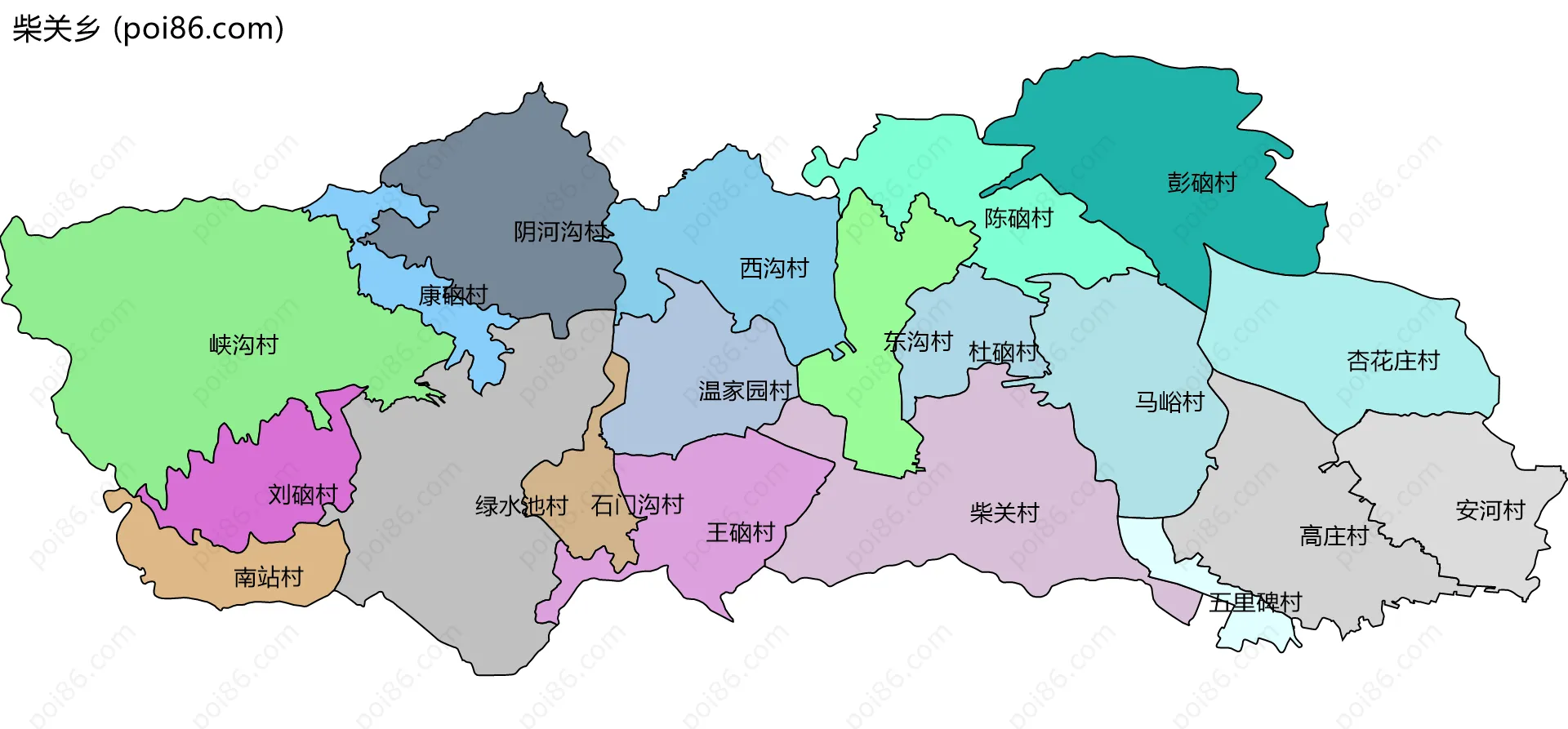 柴关乡边界地图(五级行政区划)