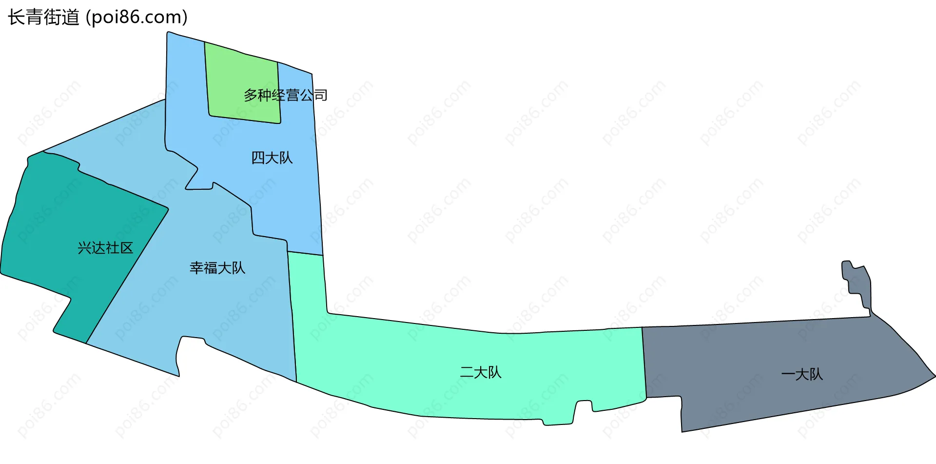 长青街道边界地图(五级行政区划)