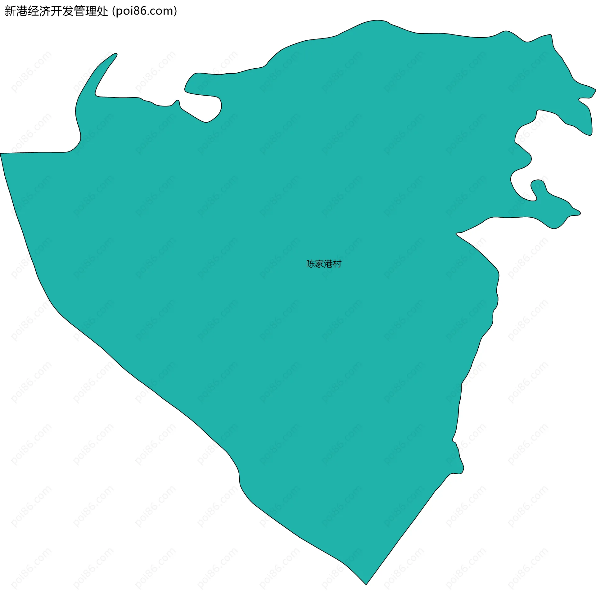 新港经济开发管理处边界地图(五级行政区划)