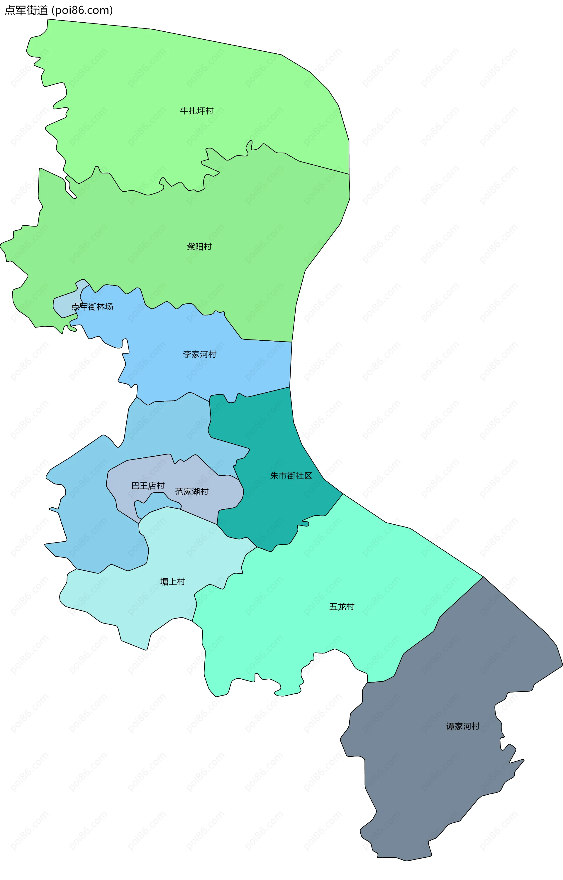 点军街道边界地图(五级行政区划)