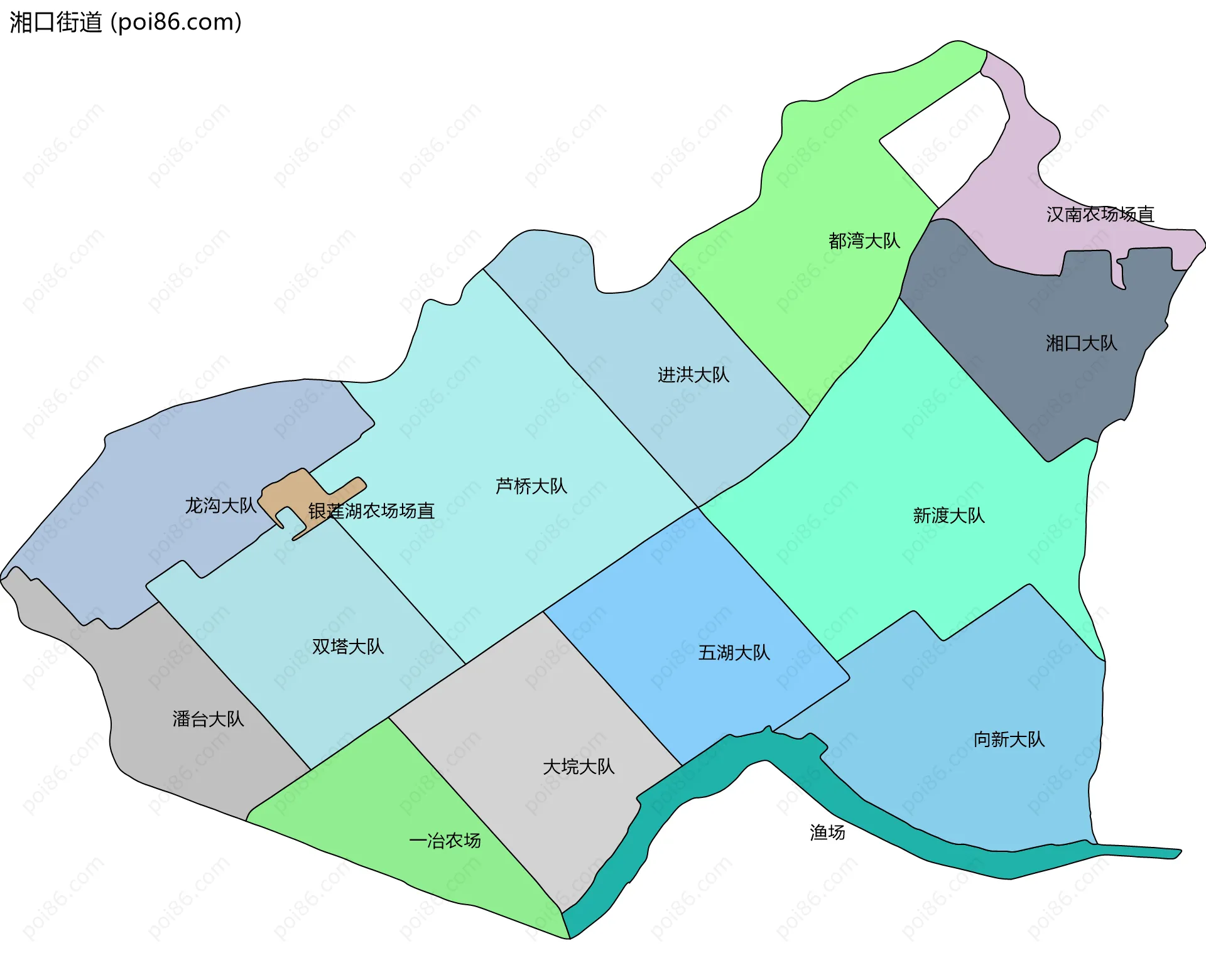 湘口街道边界地图(五级行政区划)