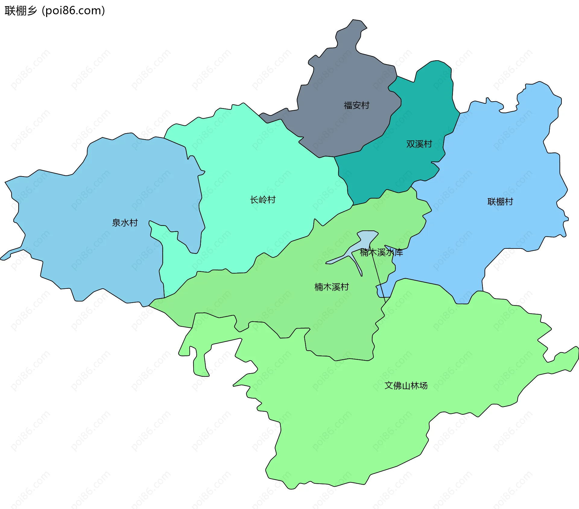 联棚乡边界地图(五级行政区划)