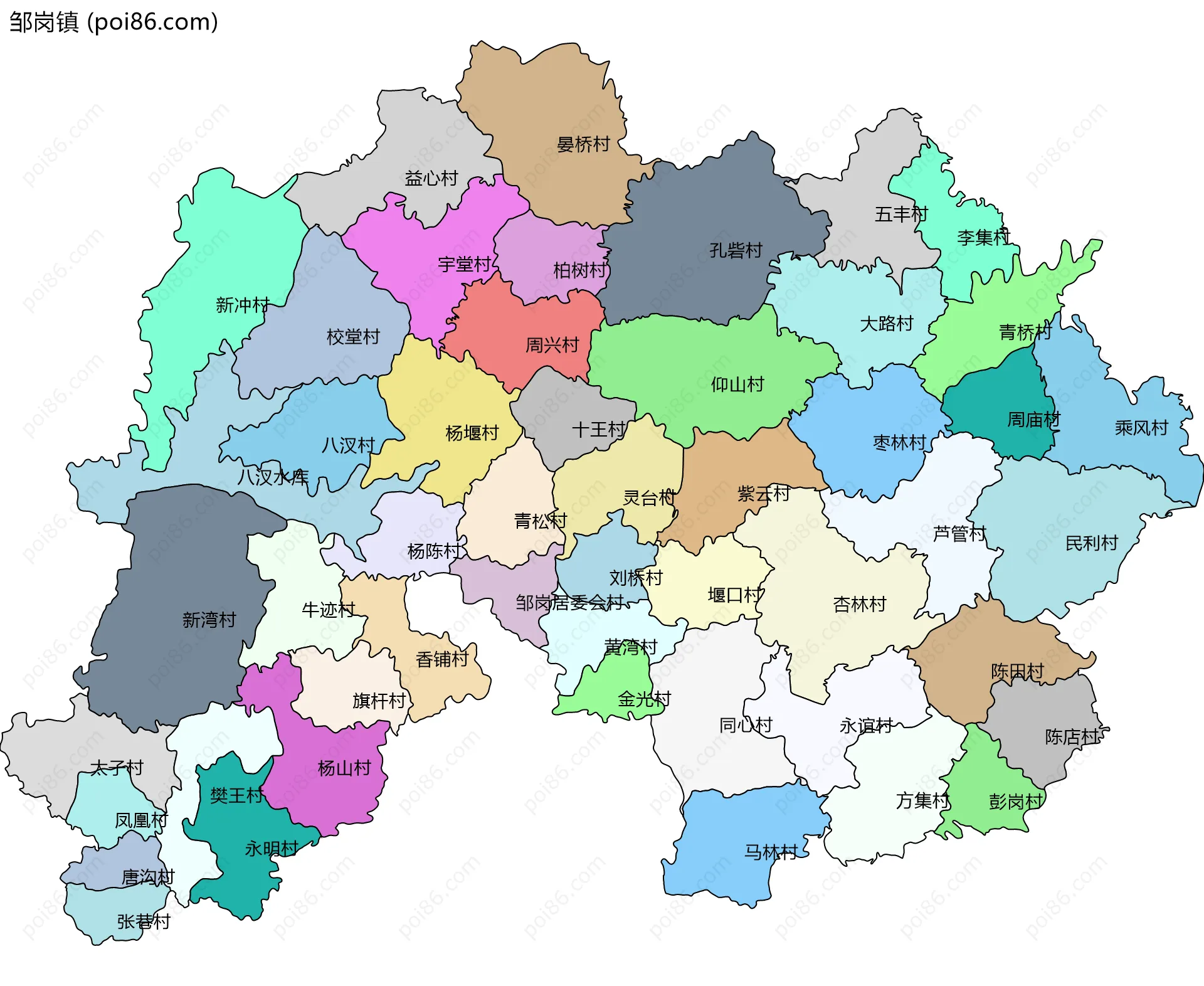 邹岗镇边界地图(五级行政区划)