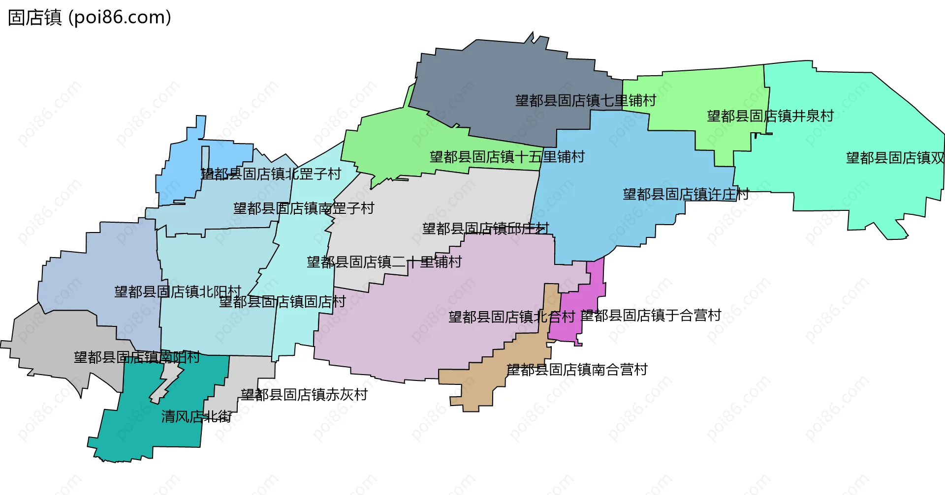 固店镇边界地图(五级行政区划)