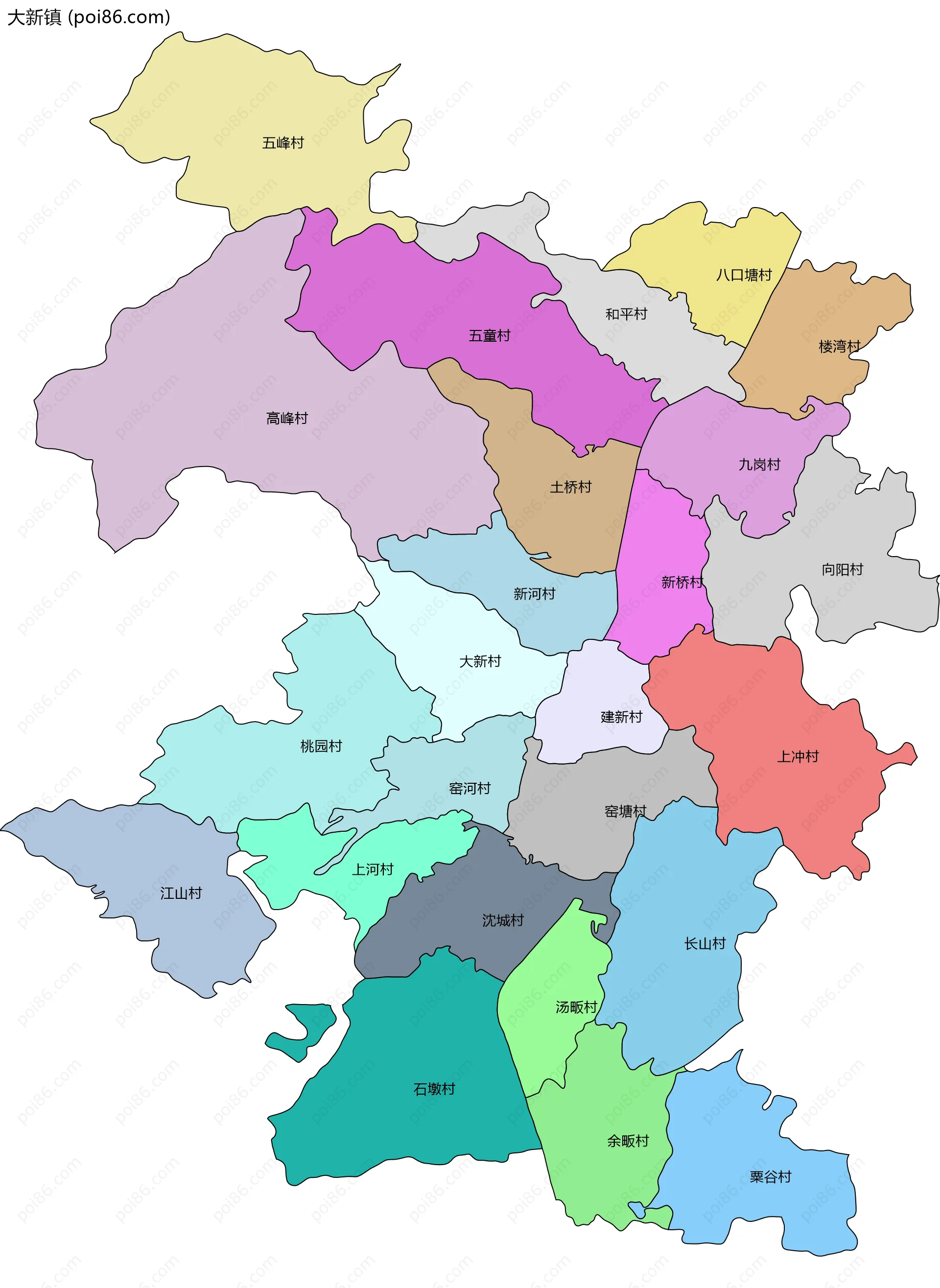 大新镇边界地图(五级行政区划)