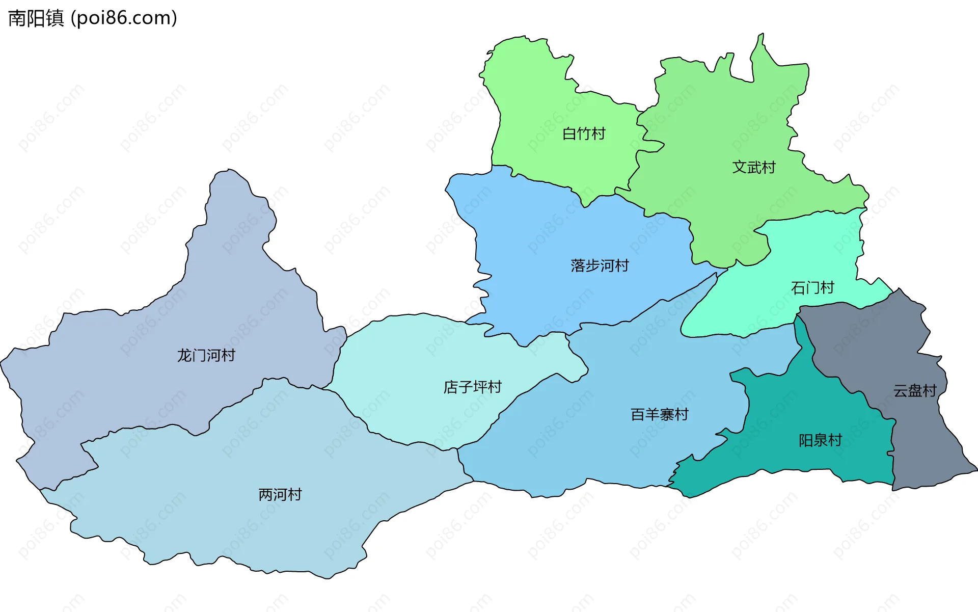 南阳镇边界地图(五级行政区划)