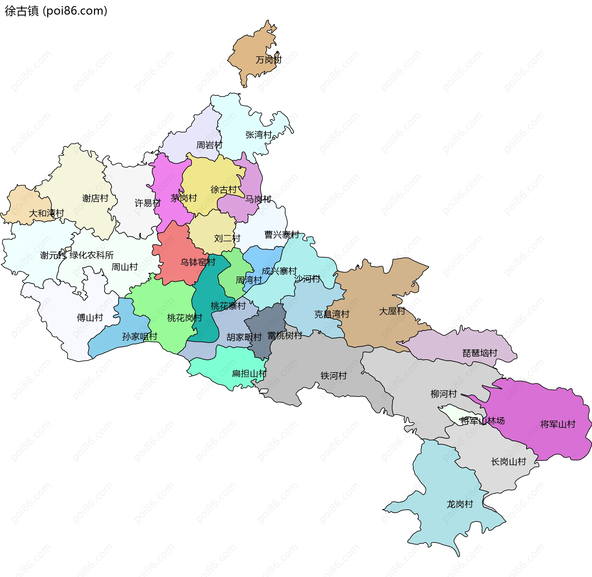 徐古镇边界地图(五级行政区划)