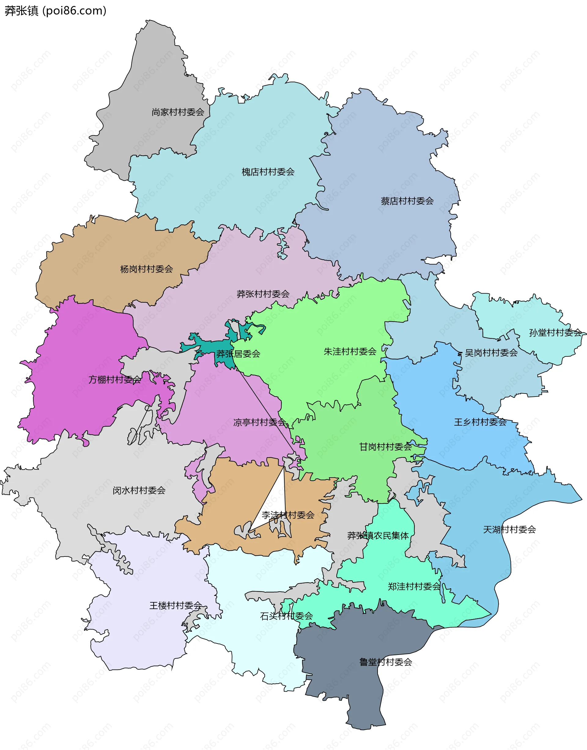 莽张镇边界地图(五级行政区划)