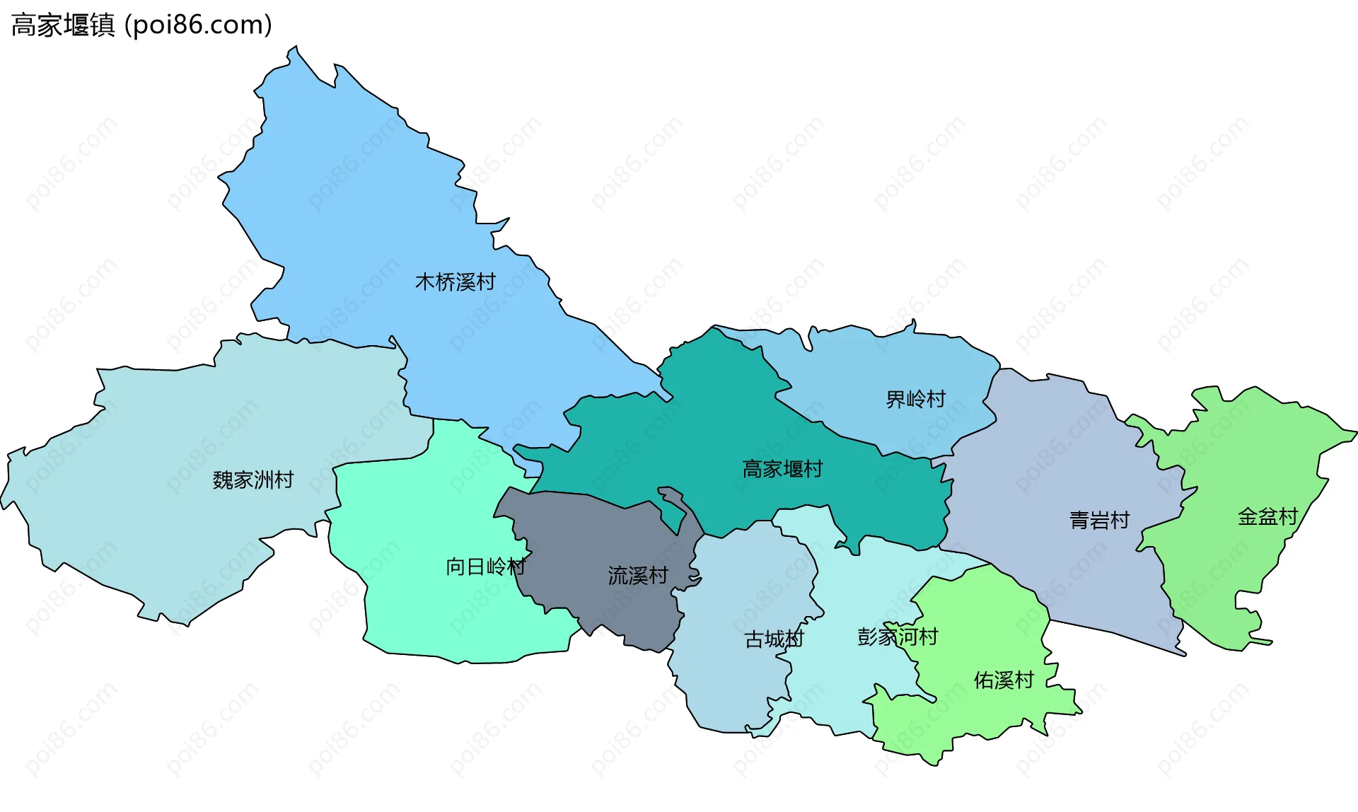 高家堰镇边界地图(五级行政区划)