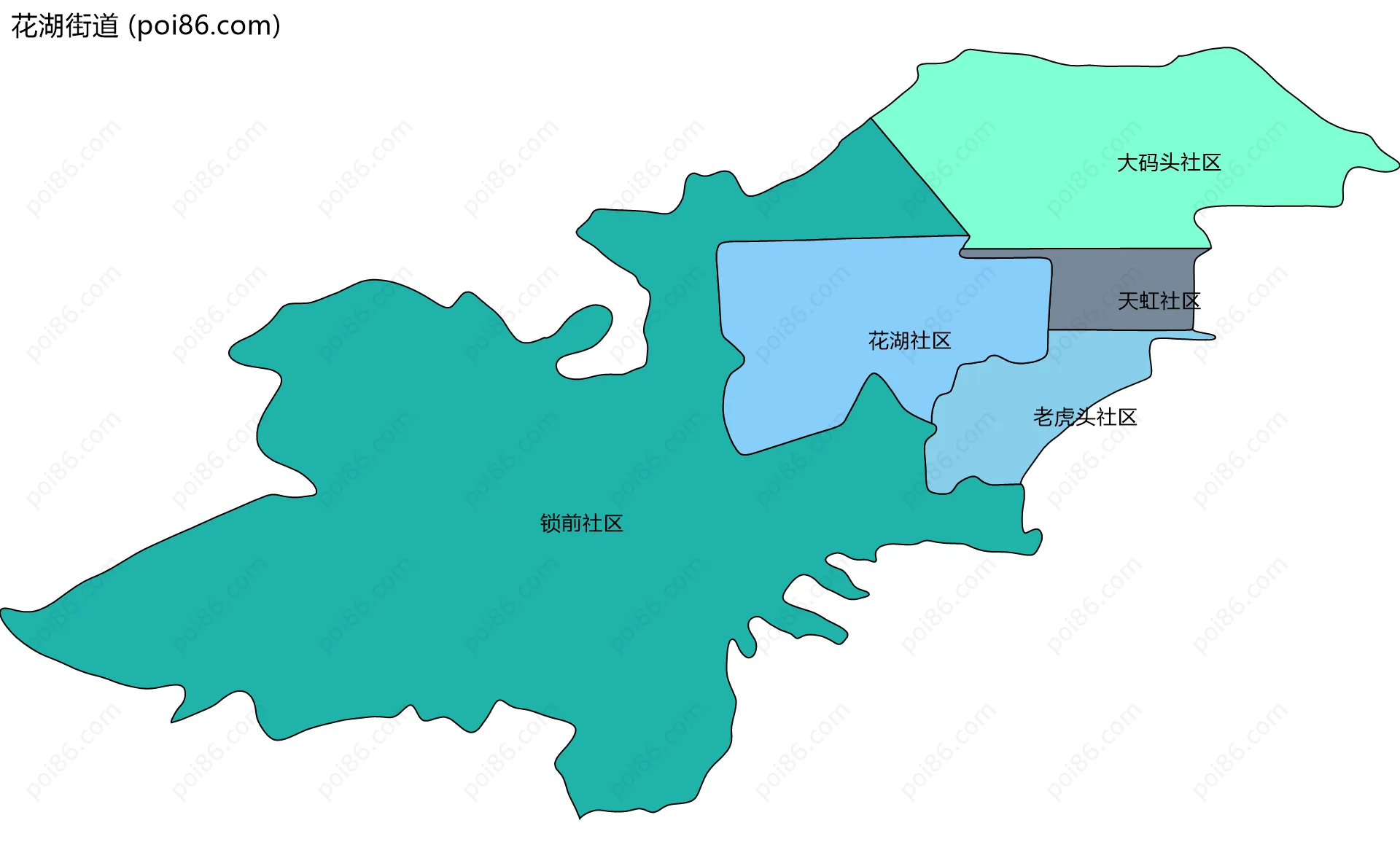 花湖街道边界地图(五级行政区划)