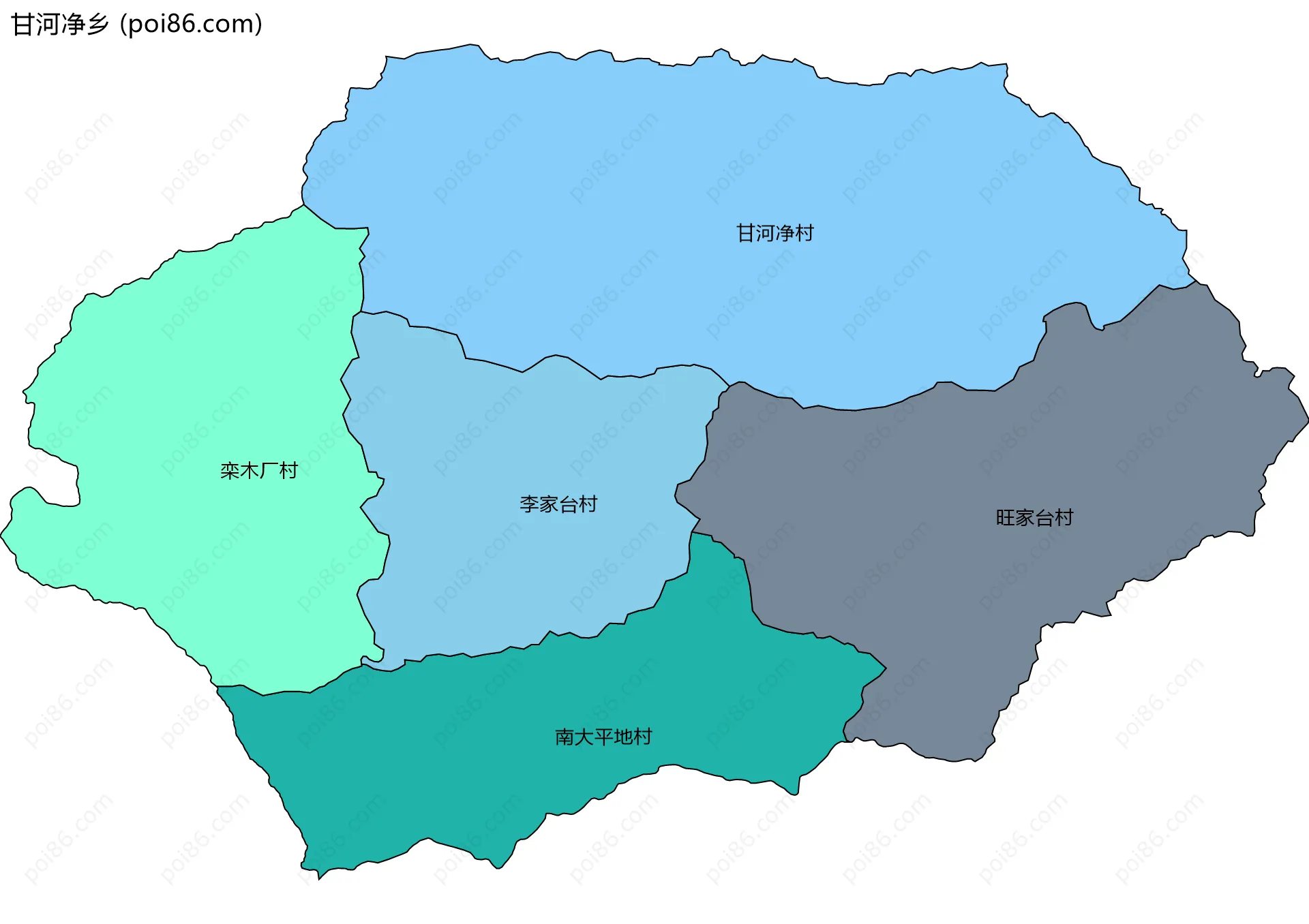 甘河净乡边界地图(五级行政区划)