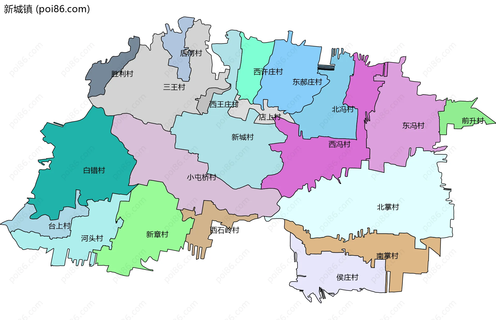 新城镇边界地图(五级行政区划)