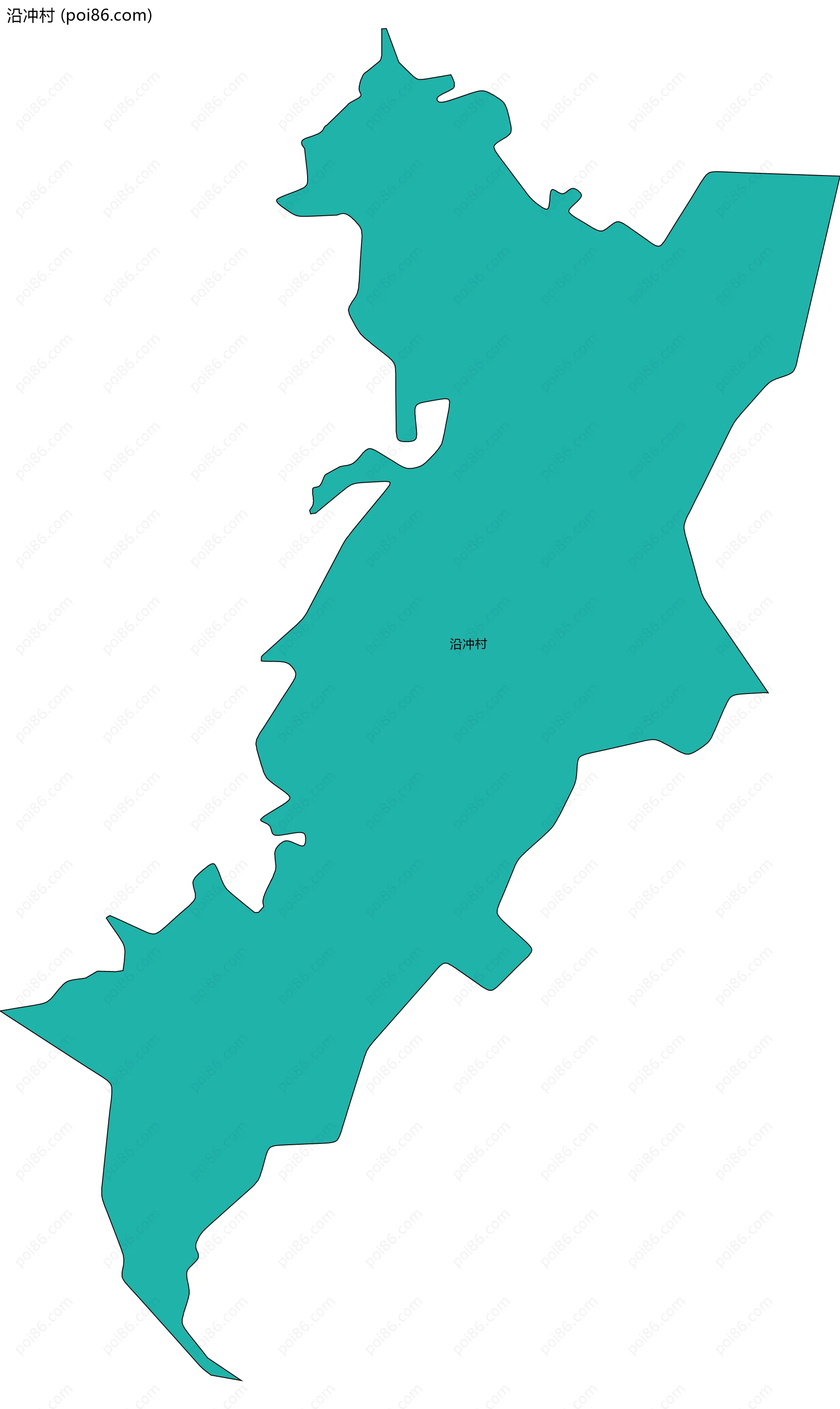 沿冲村边界地图