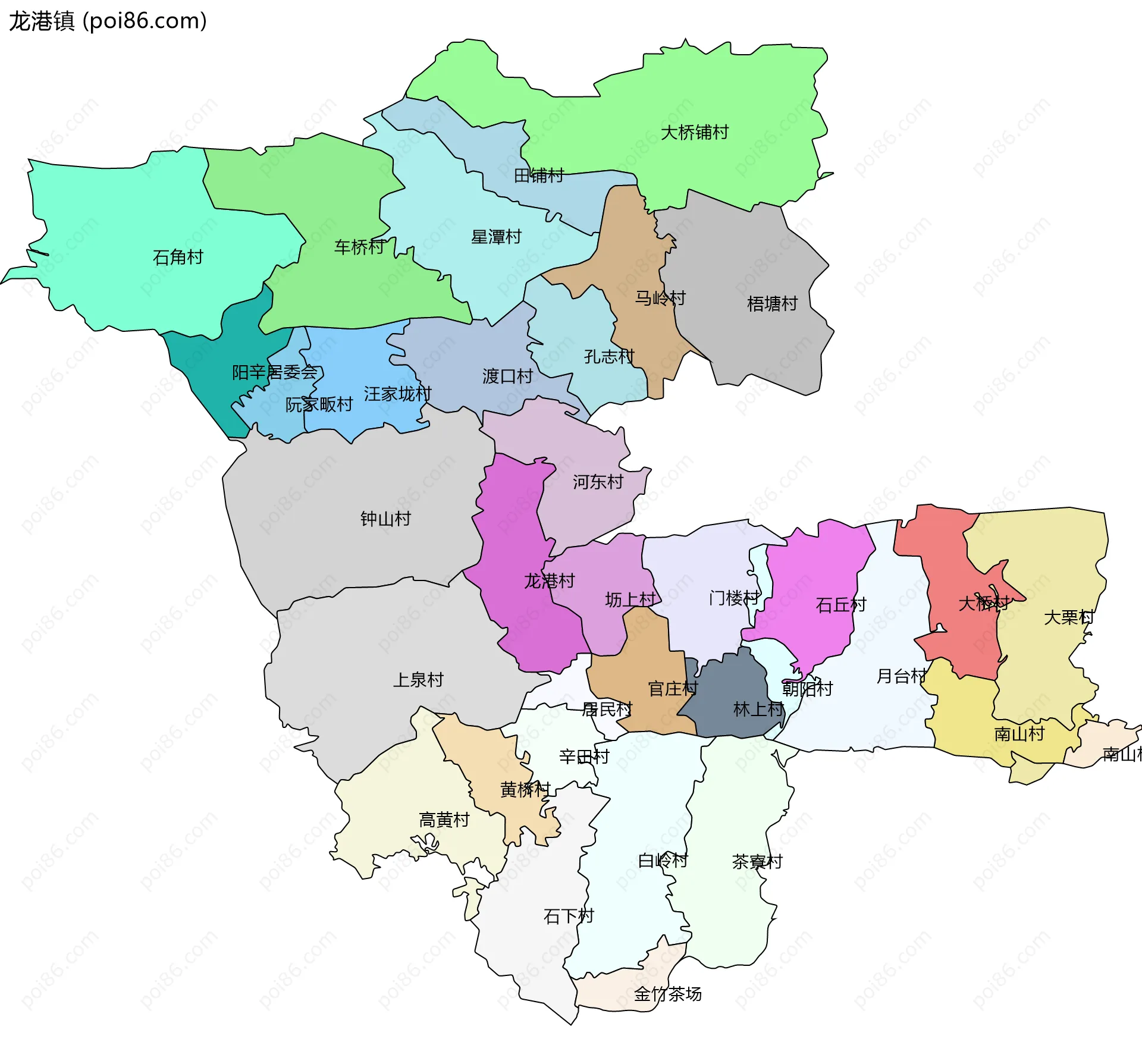 龙港镇边界地图(五级行政区划)
