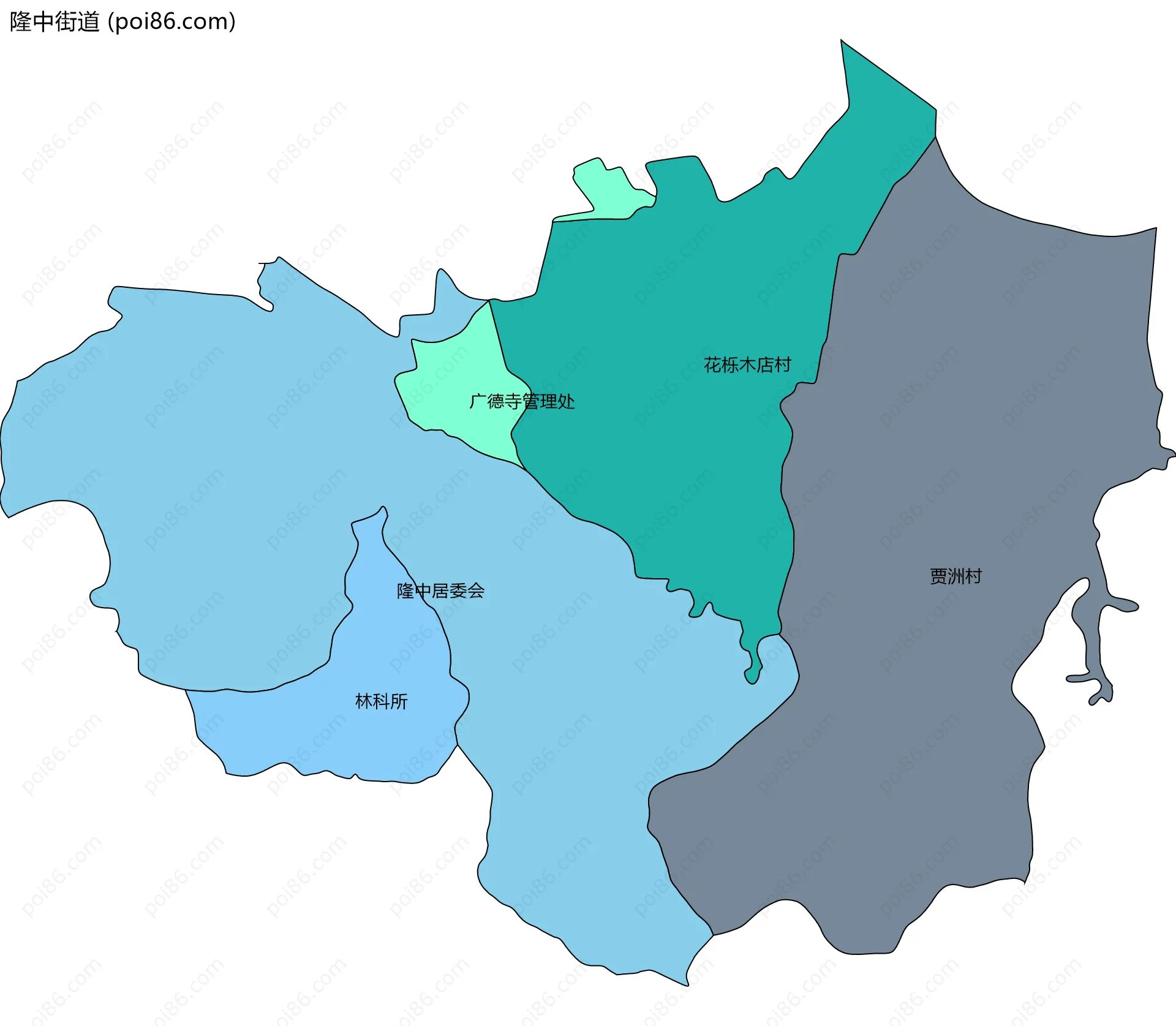 隆中街道边界地图(五级行政区划)