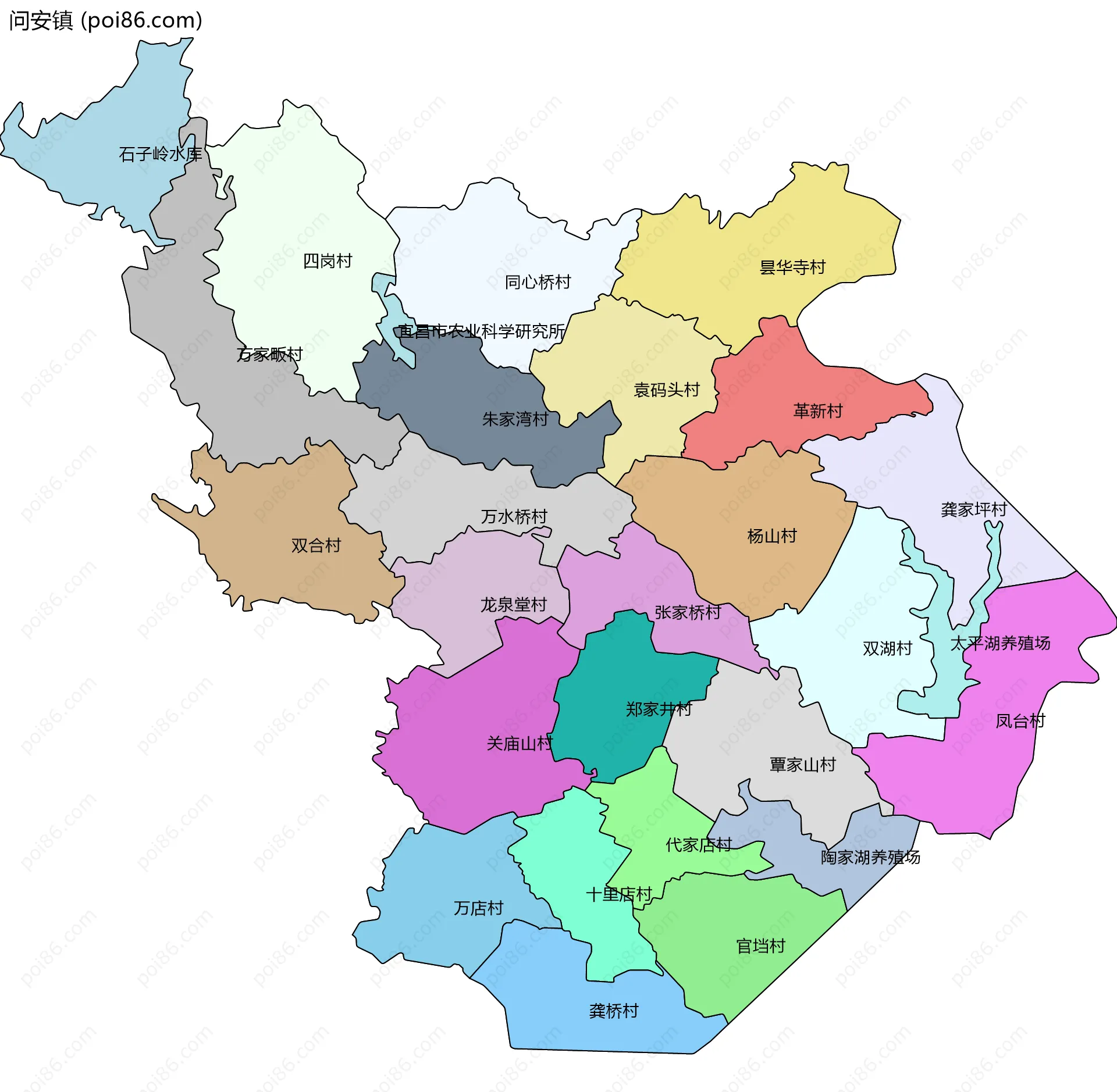 问安镇边界地图(五级行政区划)