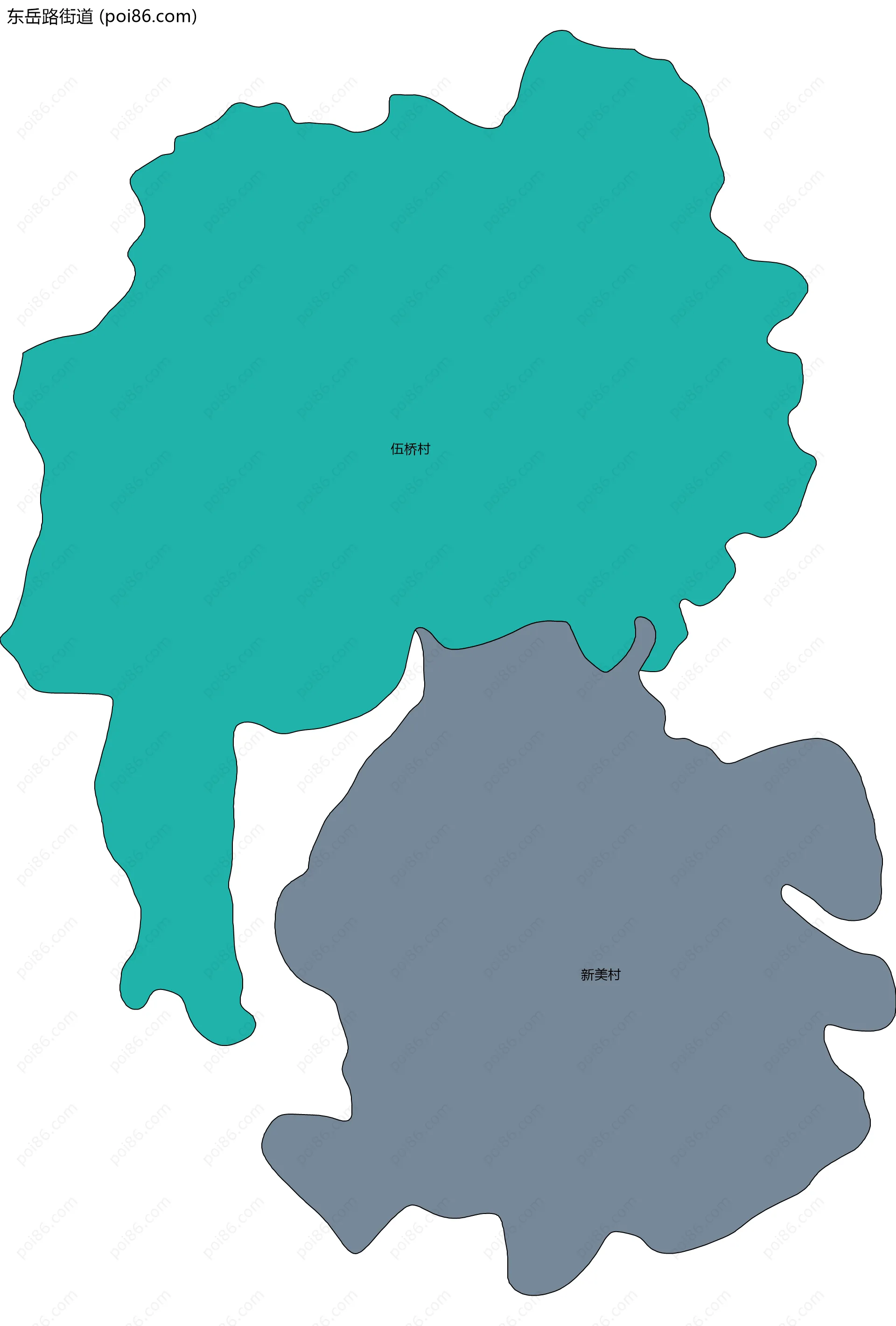 东岳路街道边界地图(五级行政区划)