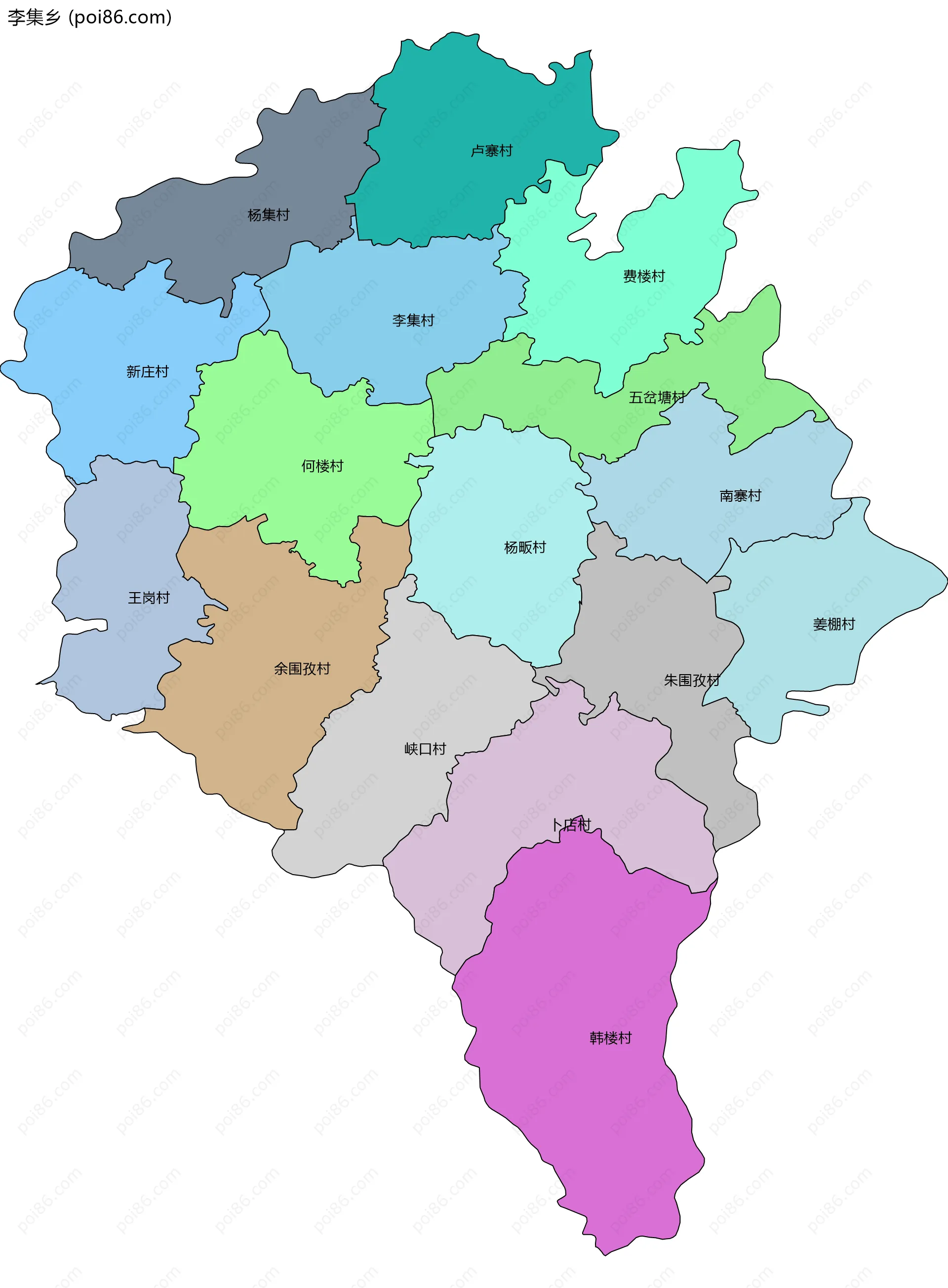 李集乡边界地图(五级行政区划)