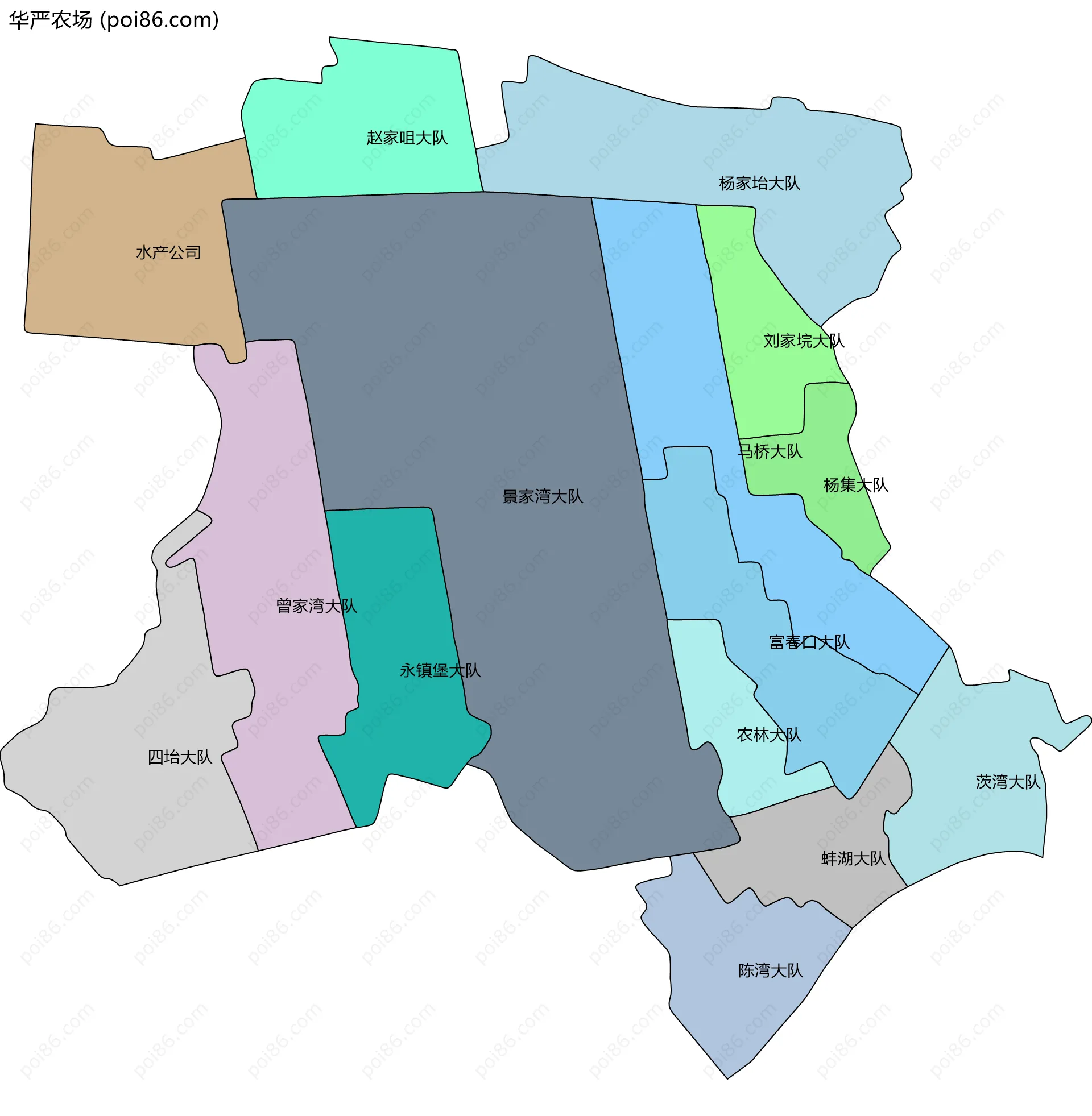 华严农场边界地图(五级行政区划)