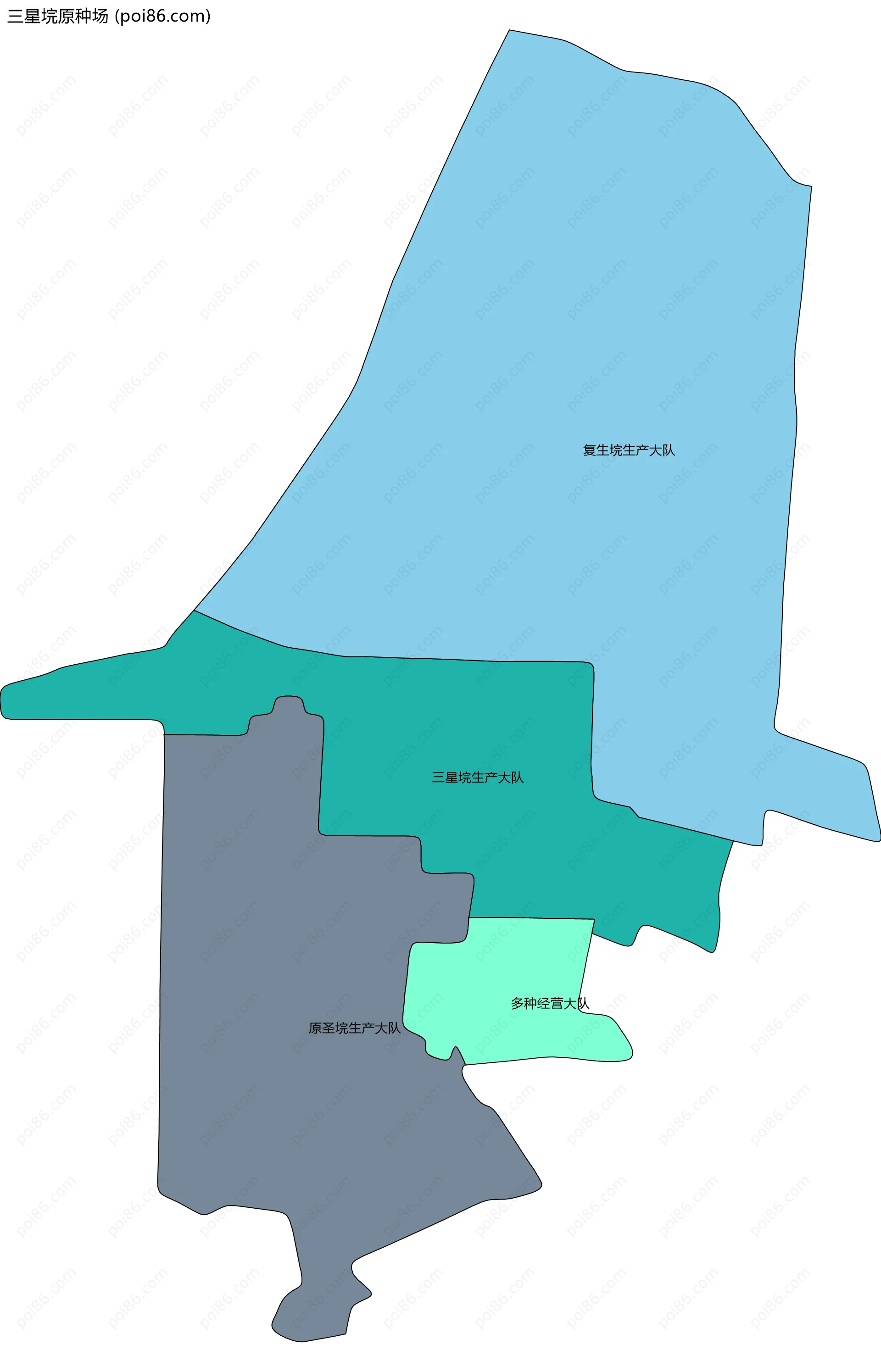 三星垸原种场边界地图(五级行政区划)
