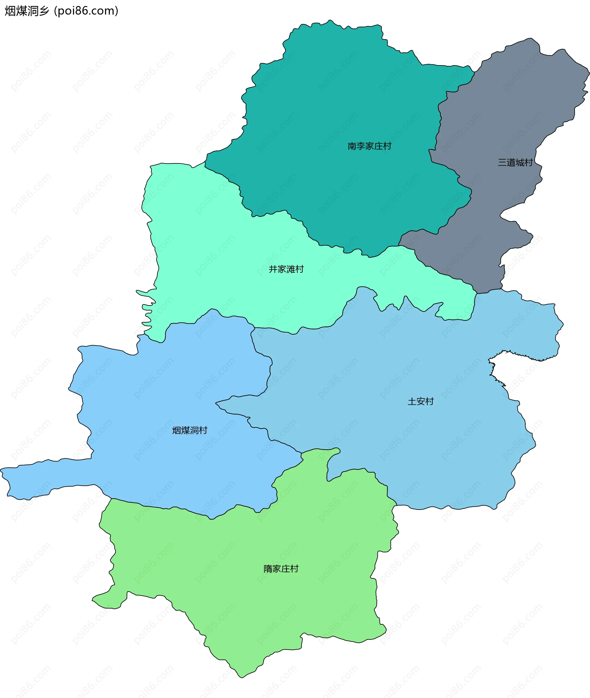 烟煤洞乡边界地图(五级行政区划)