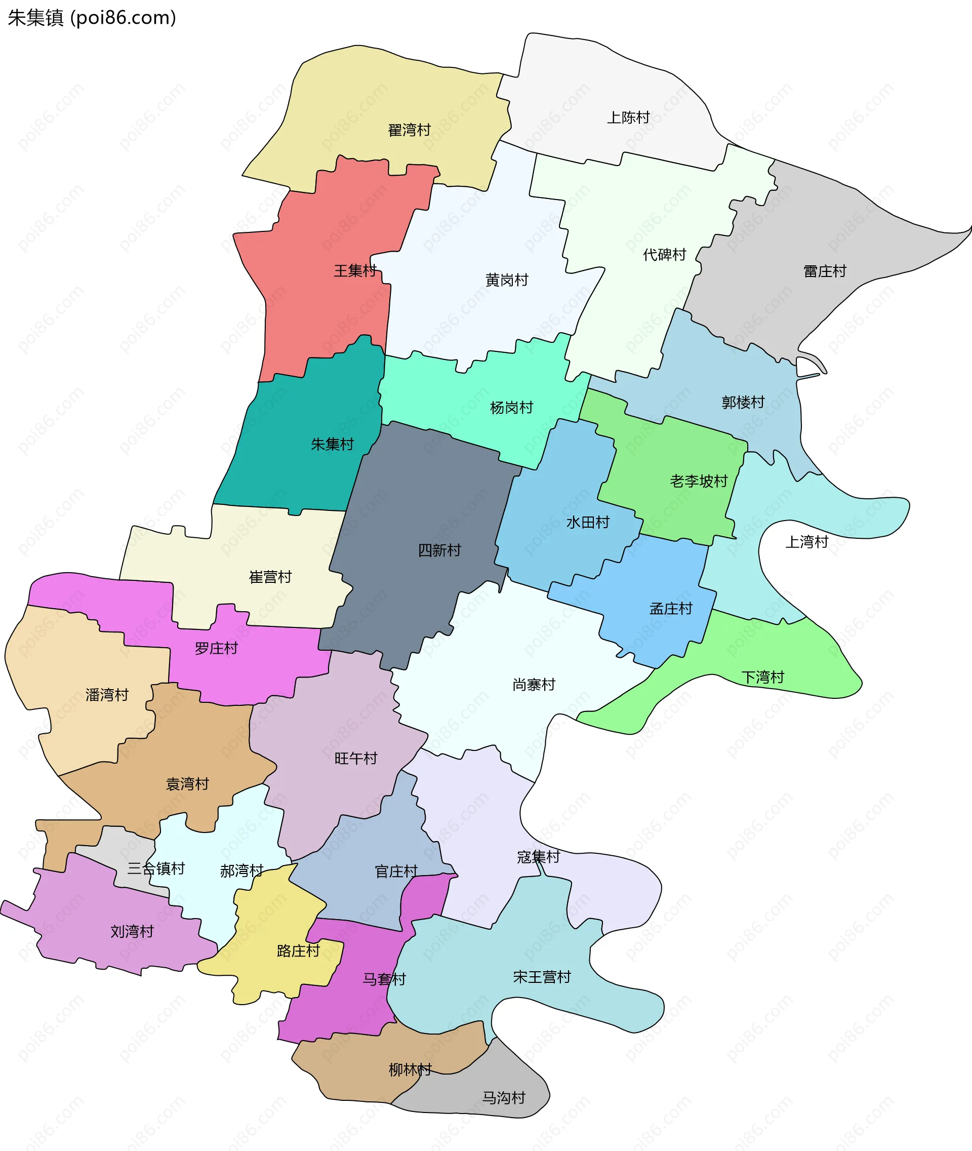 朱集镇边界地图(五级行政区划)