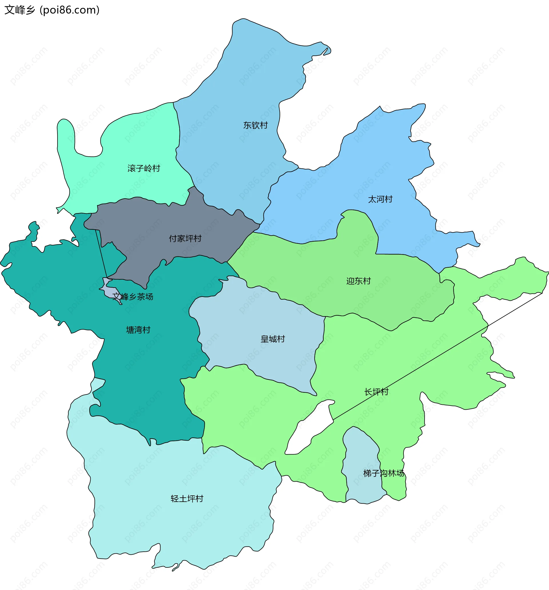 文峰乡边界地图(五级行政区划)
