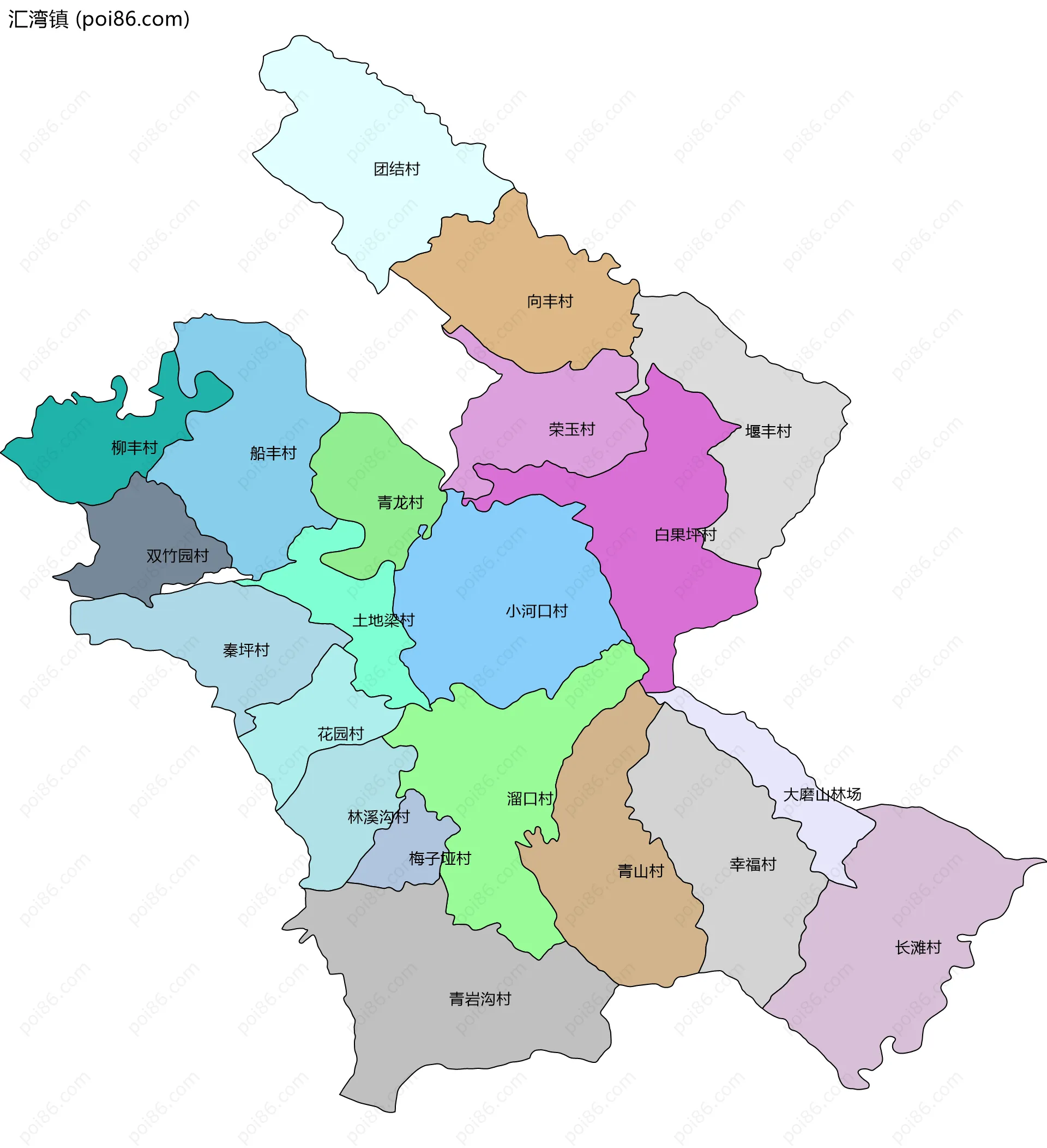 汇湾镇边界地图(五级行政区划)