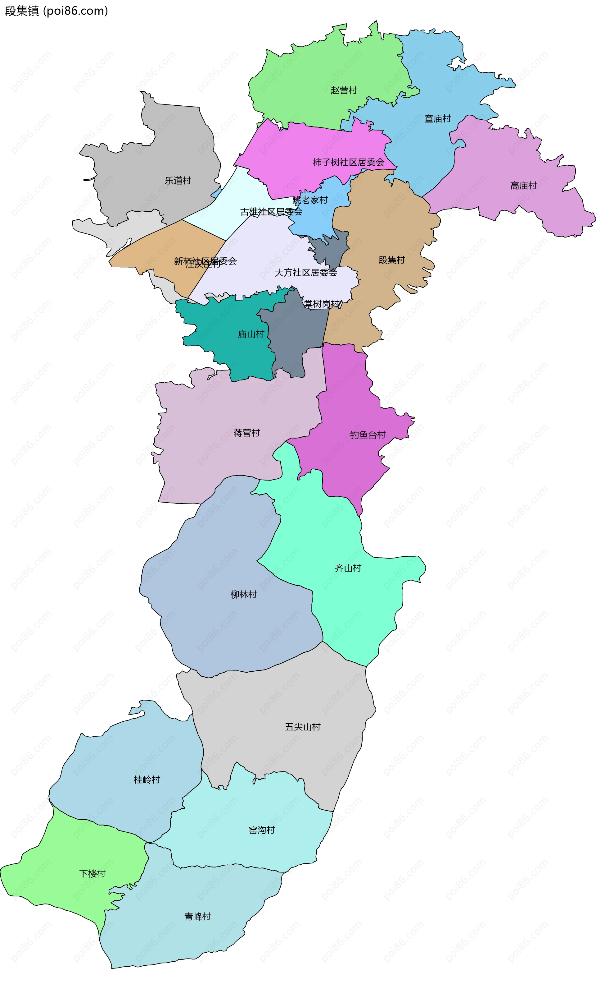 段集镇边界地图(五级行政区划)