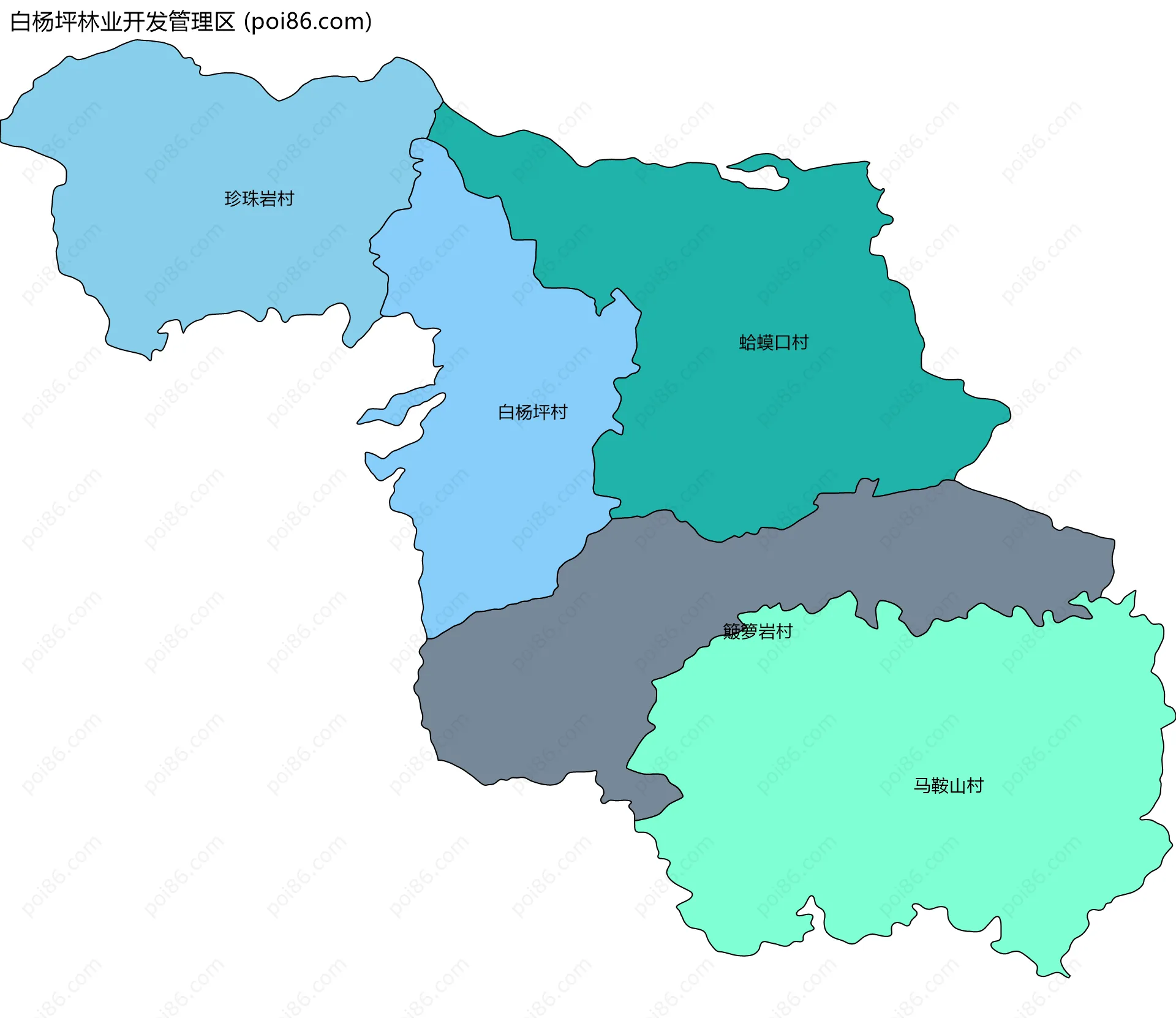 白杨坪林业开发管理区边界地图(五级行政区划)
