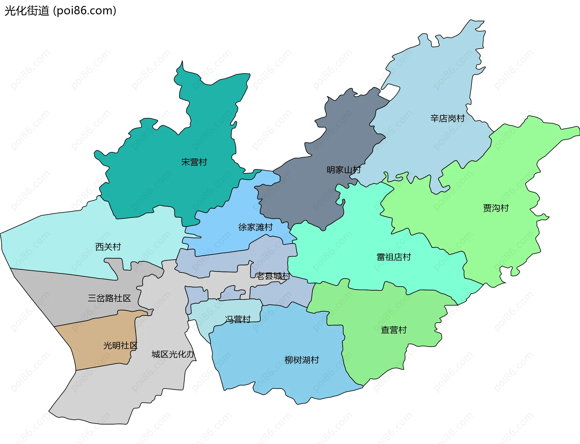 光化街道边界地图(五级行政区划)