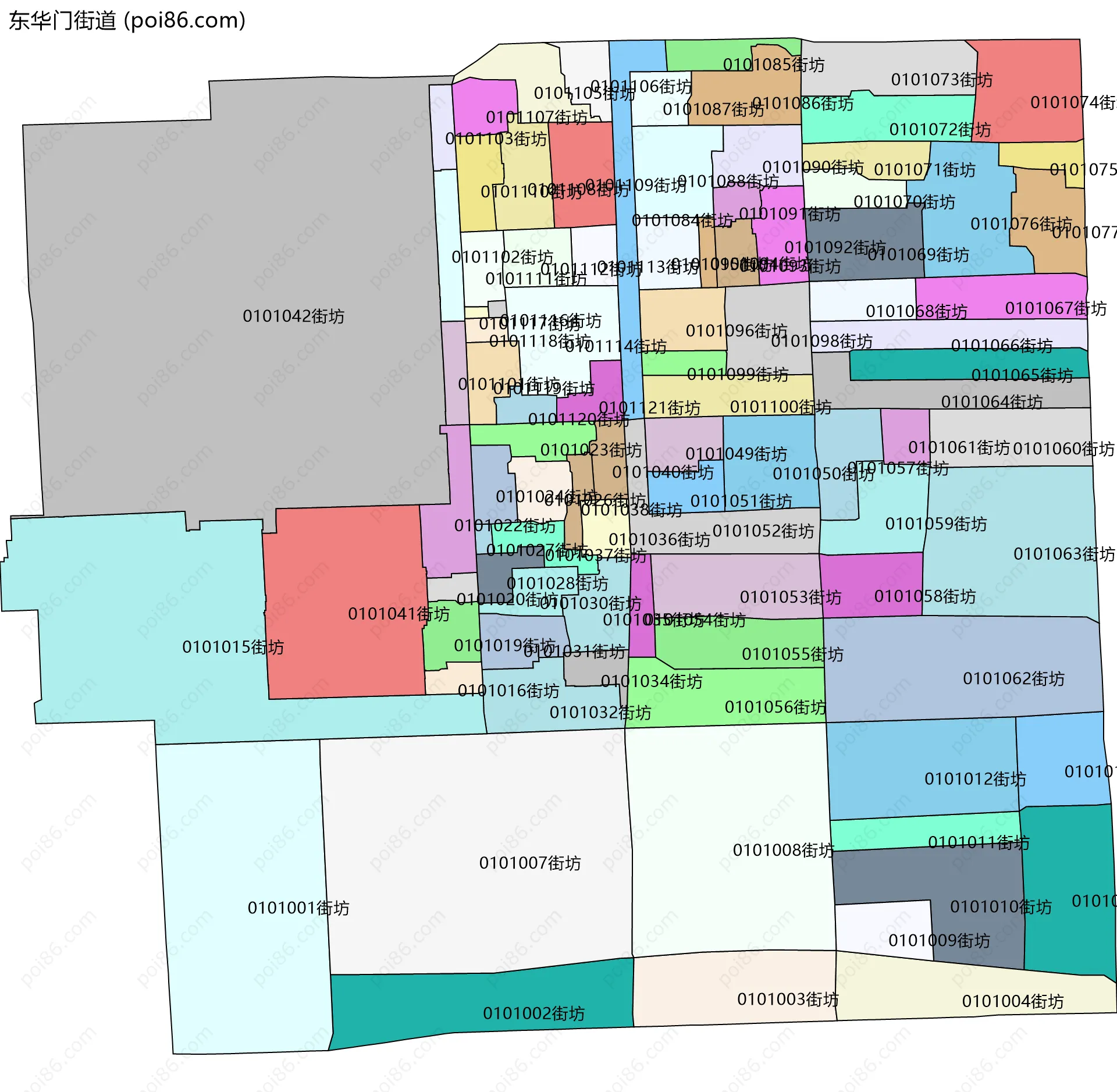 东华门街道边界地图(五级行政区划)