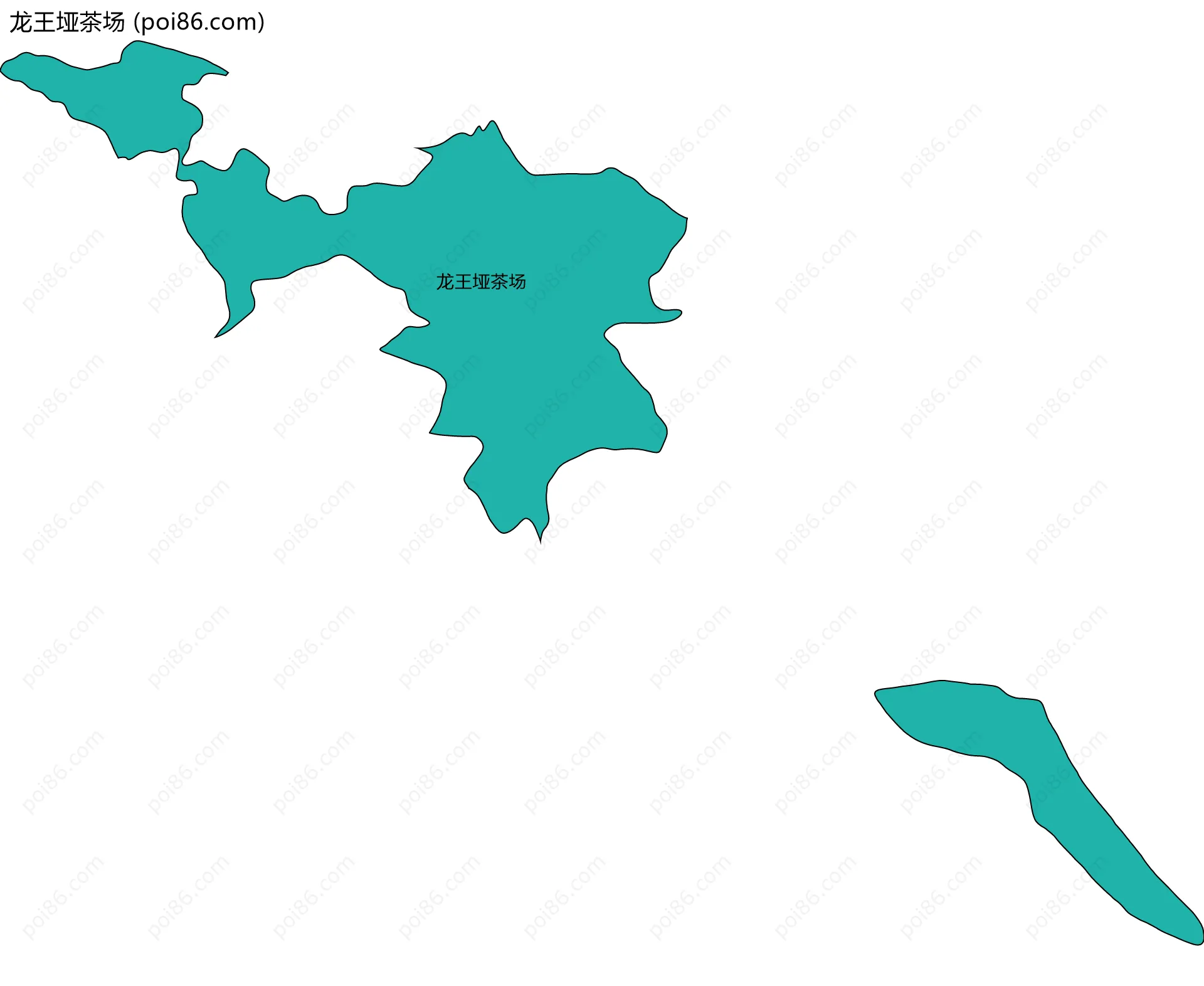 龙王垭茶场边界地图(五级行政区划)