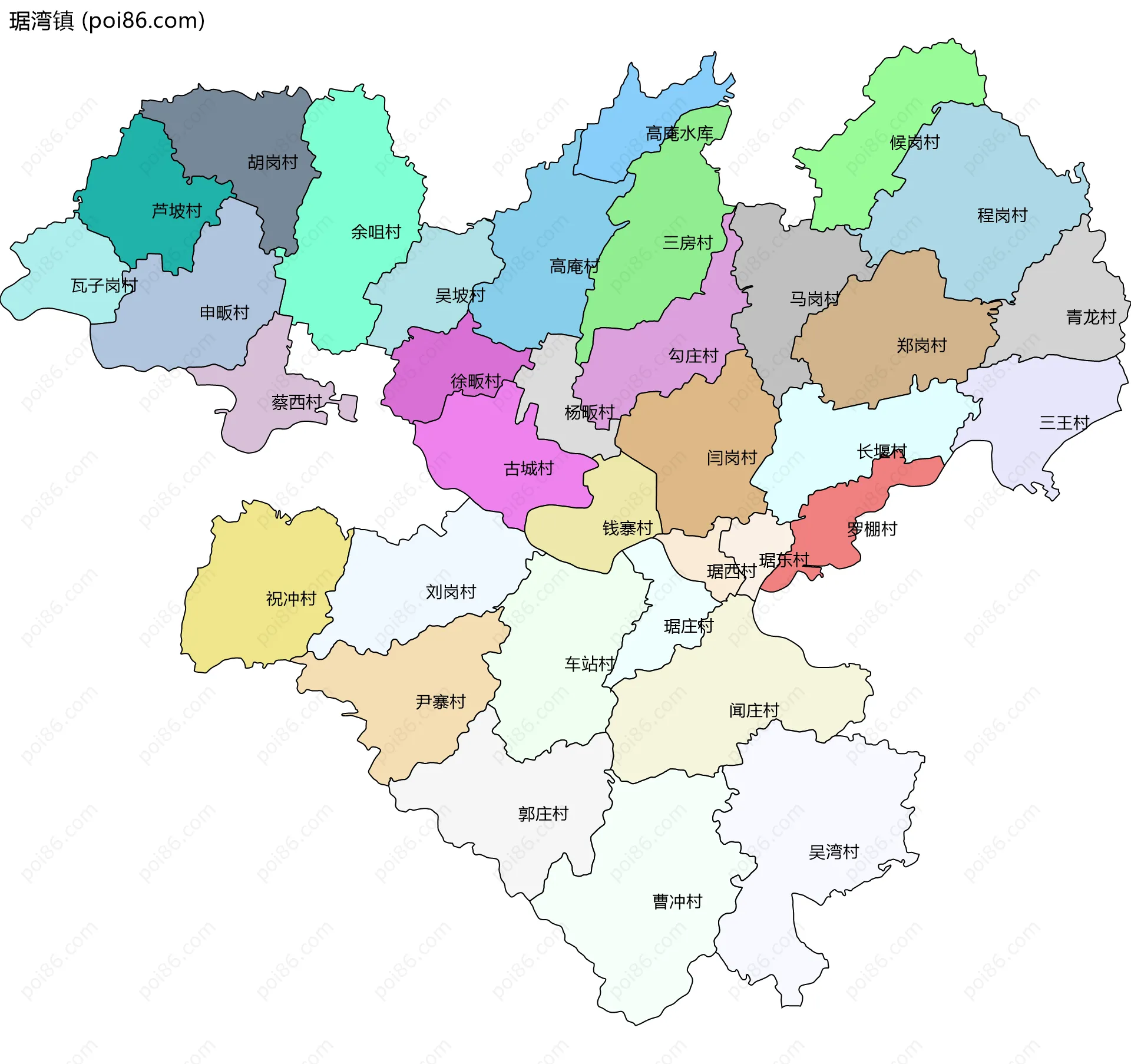 琚湾镇边界地图(五级行政区划)