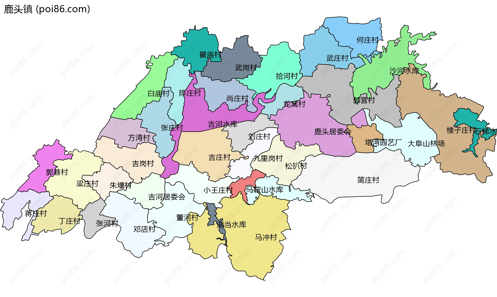 鹿头镇边界地图(五级行政区划)