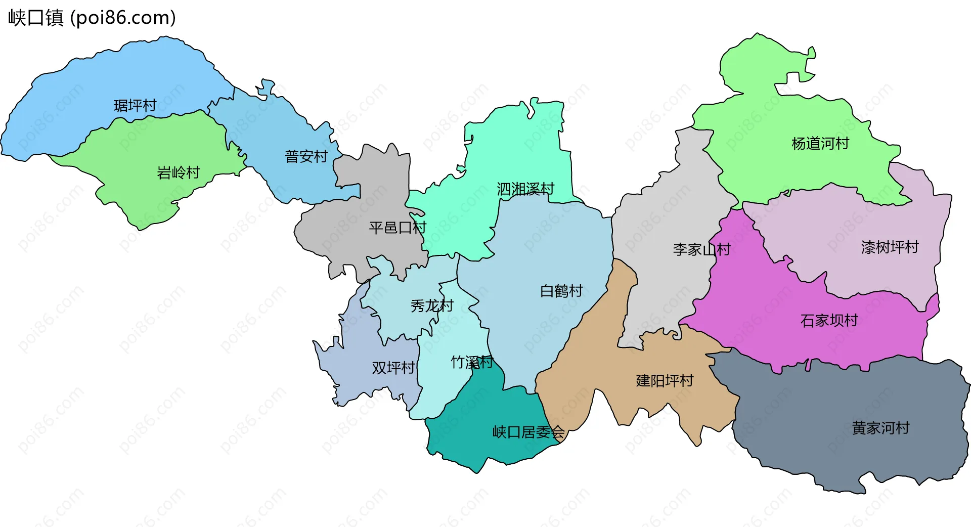 峡口镇边界地图(五级行政区划)