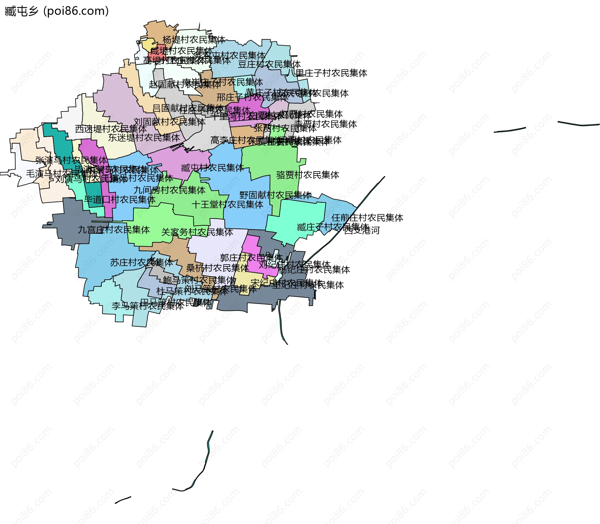 臧屯乡边界地图(五级行政区划)