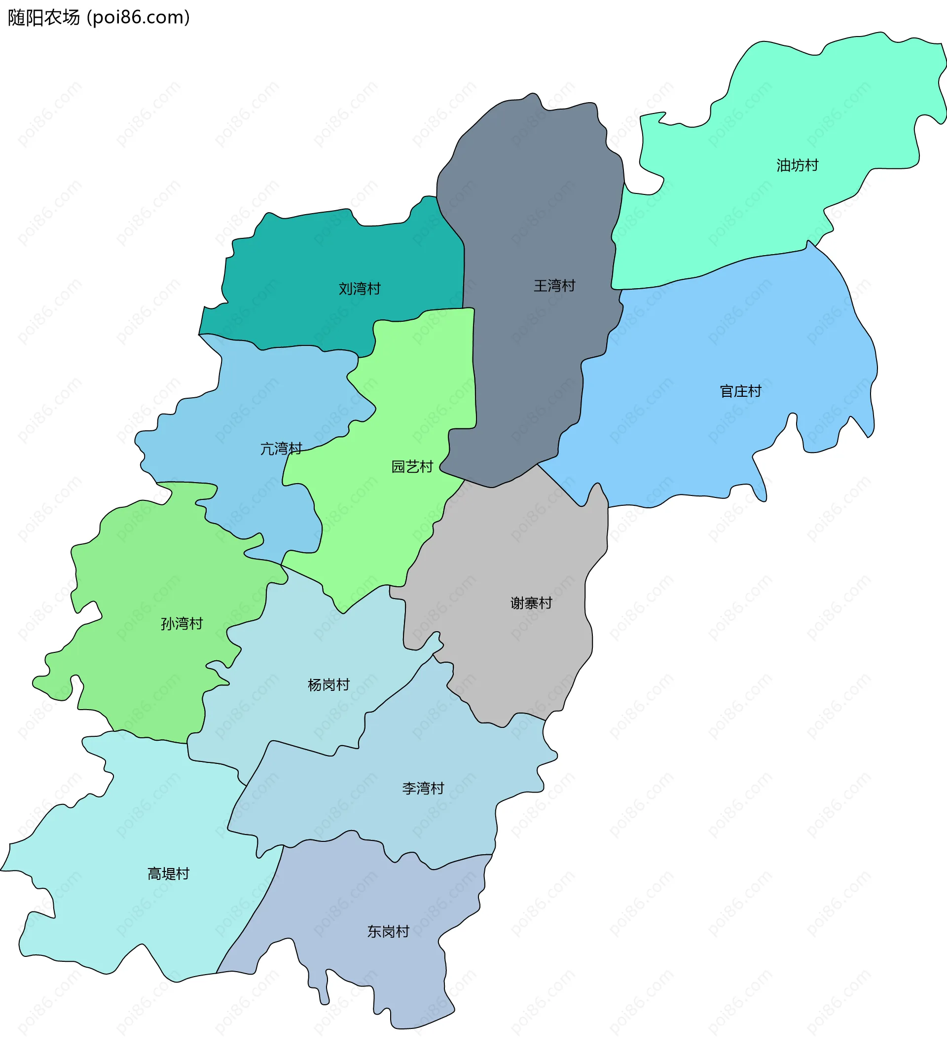 随阳农场边界地图(五级行政区划)
