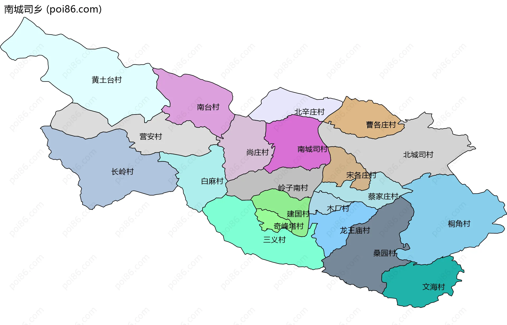 南城司乡边界地图(五级行政区划)