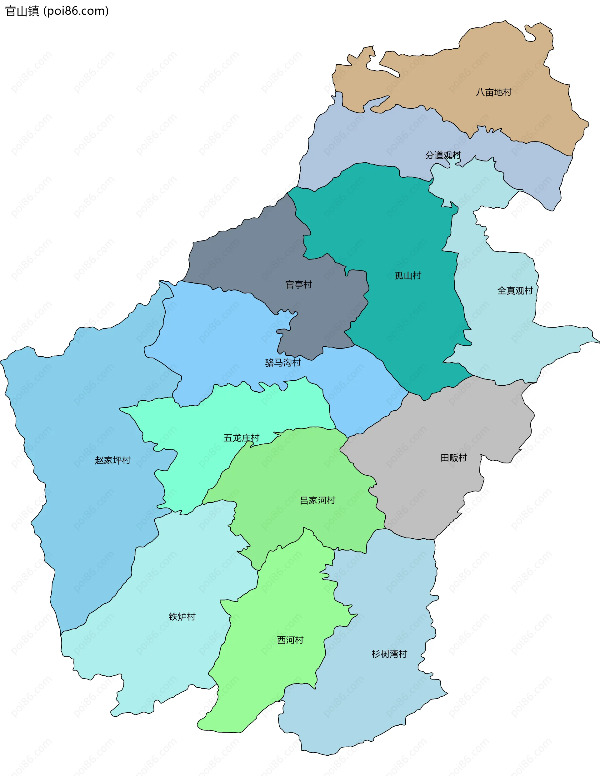 官山镇边界地图(五级行政区划)