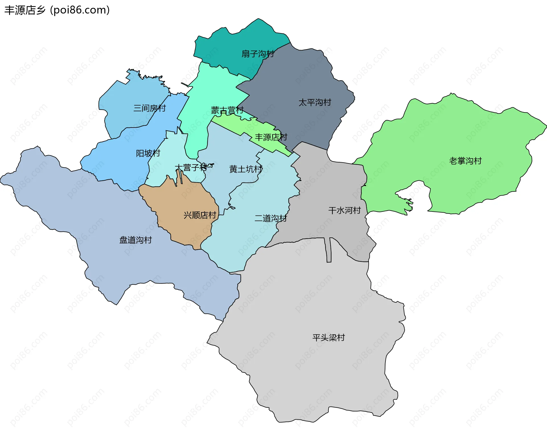 丰源店乡边界地图(五级行政区划)