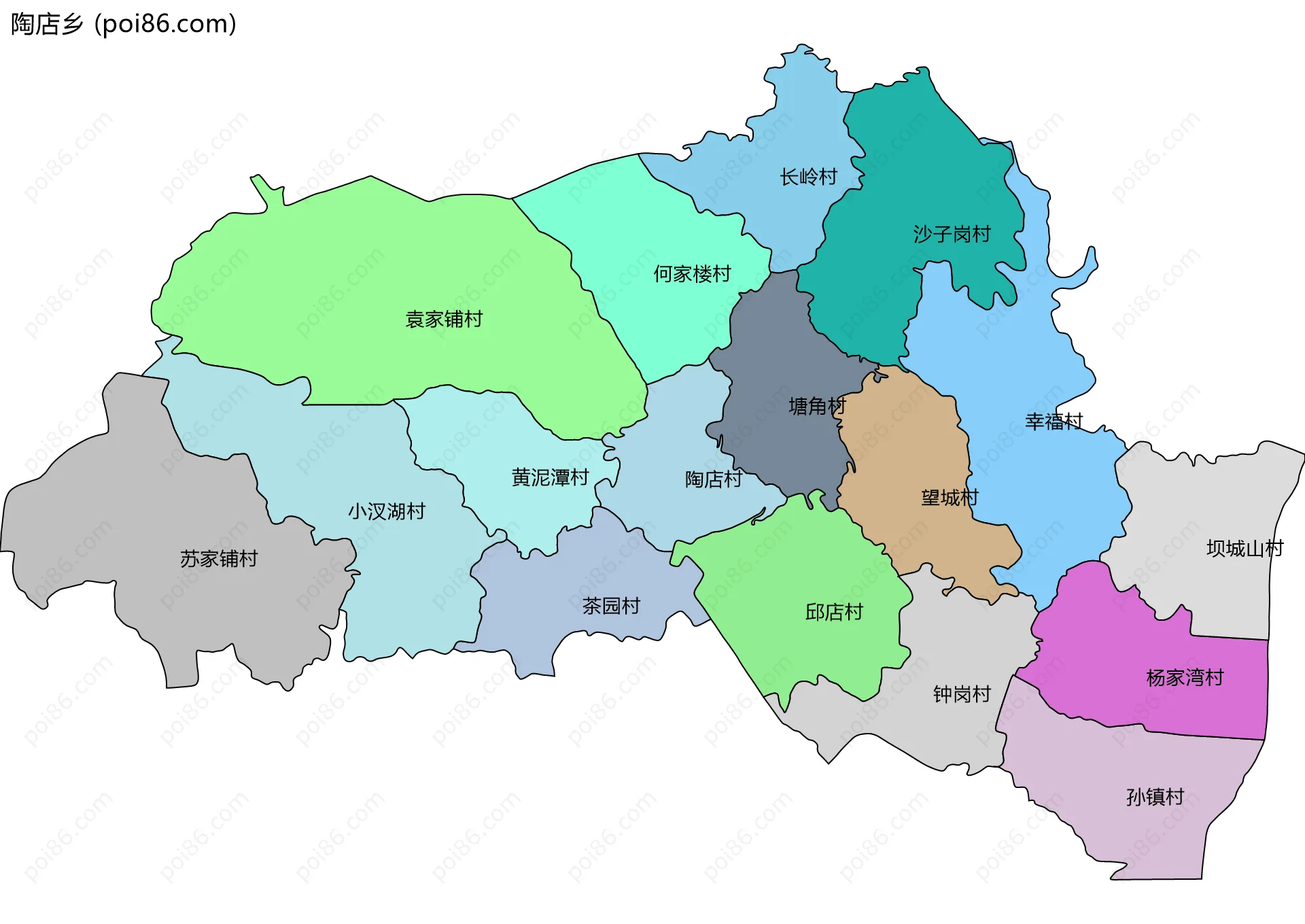 陶店乡边界地图(五级行政区划)